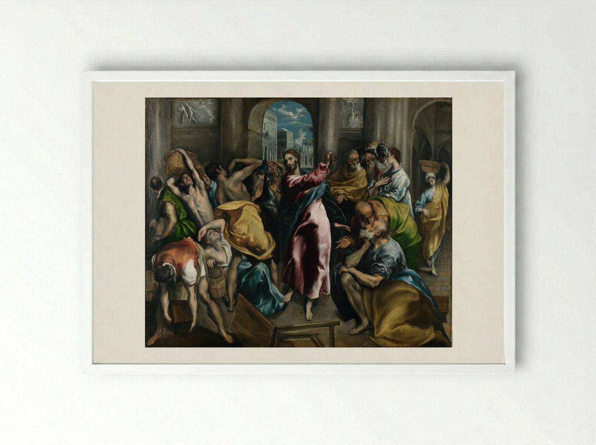Christ Driving the Traders from the Temple - El Greco - Framed Print White