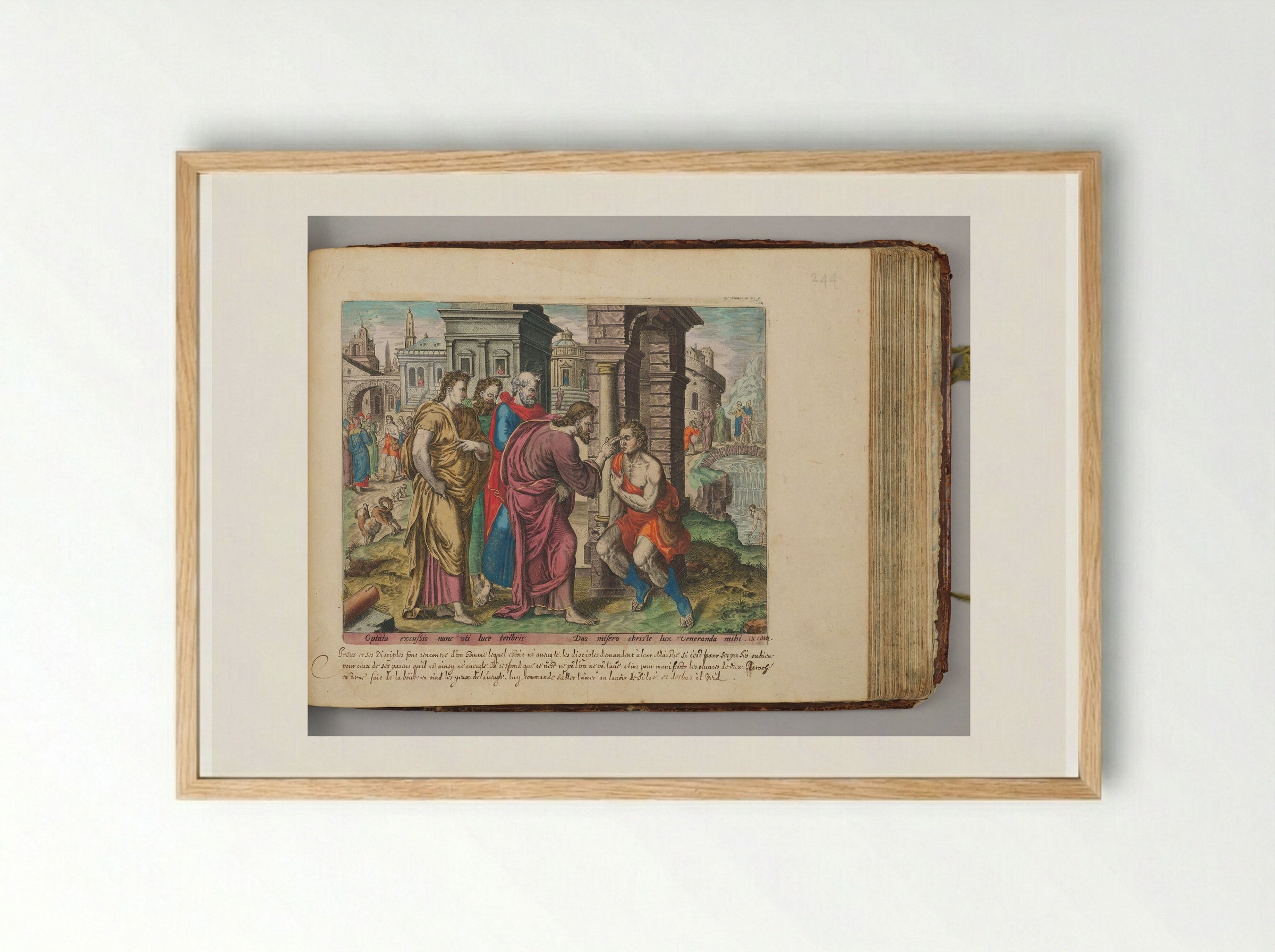 Christ Healing a Blind Man - Johannes Wierix - Framed Print Wood