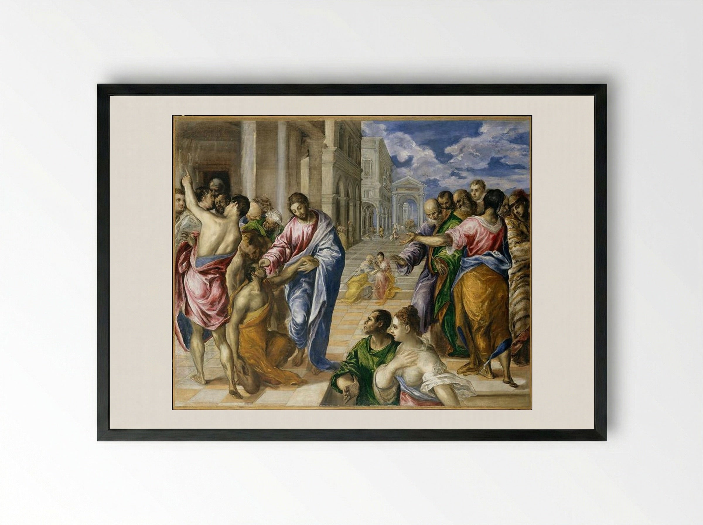 Christ Healing the Blind Man - El Greco - Framed Print Black