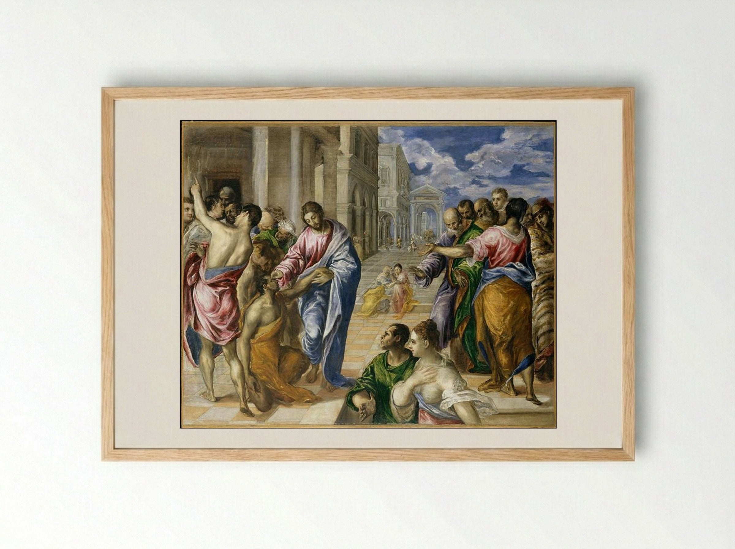 Christ Healing the Blind Man - El Greco - Framed Print Wood