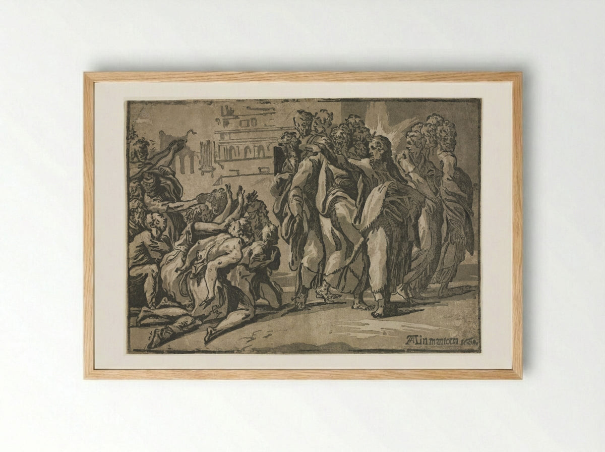 Christ Healing the Lepers - Andrea Andreani - Framed Print Wood