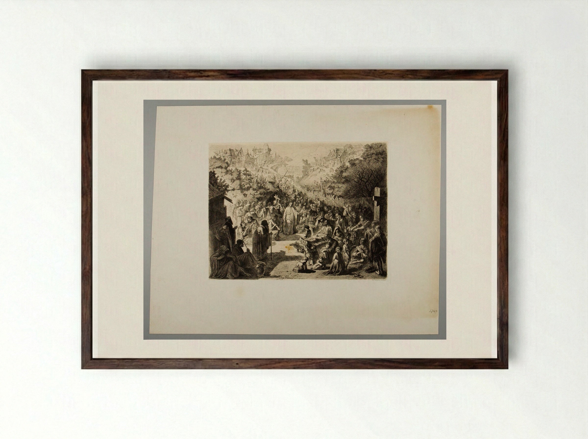 Christ Healing the Sick - Léopold Flameng - Framed Print Dark Wood