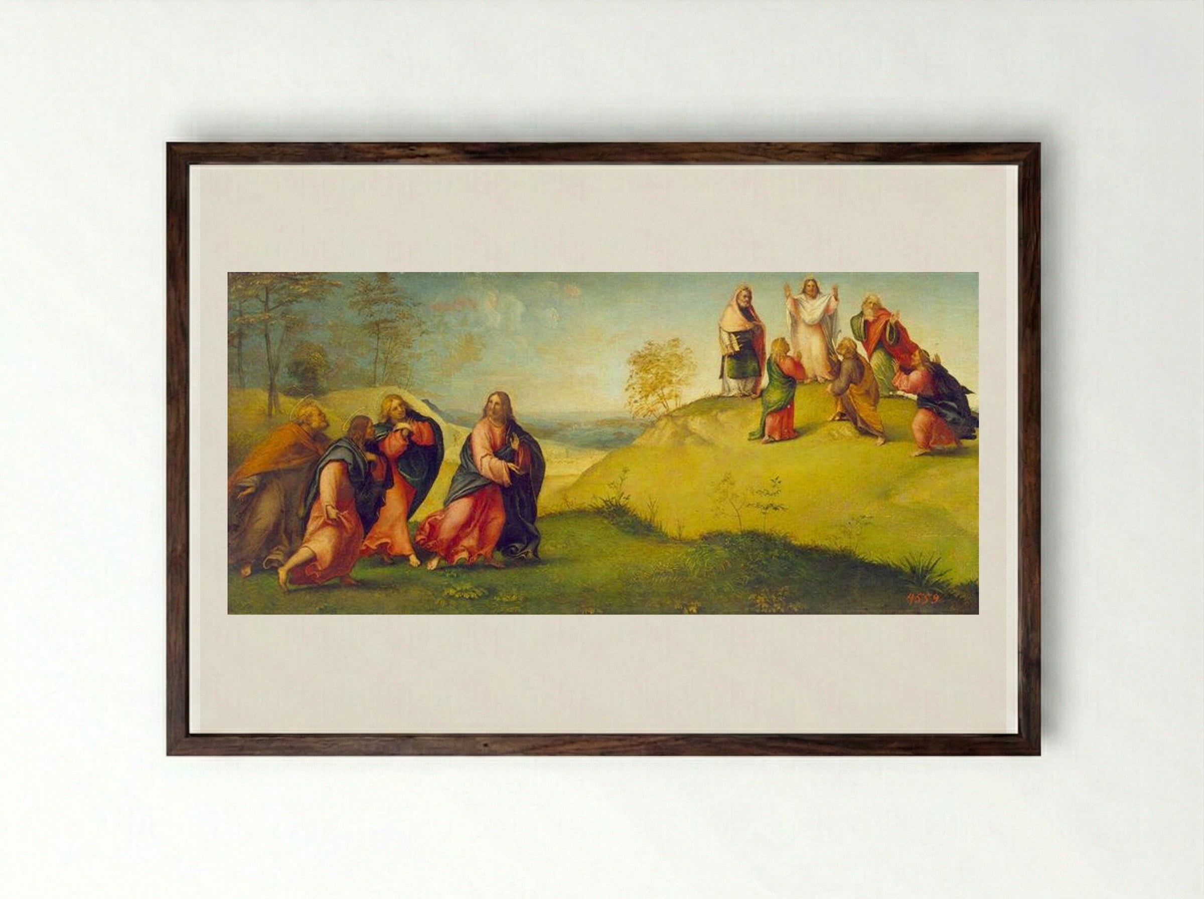 Christ Leading the Apostles to Mount Tabor - Lorenzo Lotto - Framed Print Dark Wood