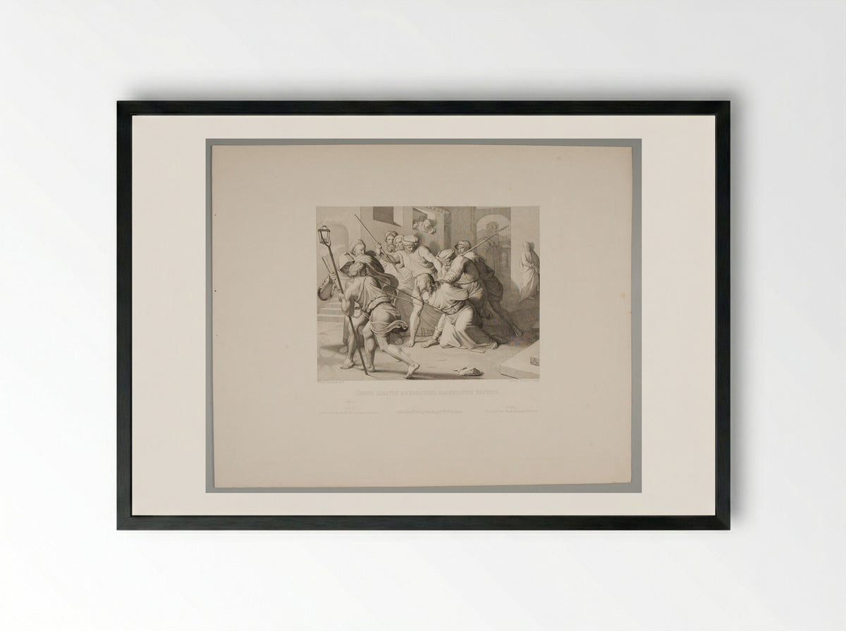 Christ Led before the High Priest - Heinrich Nüsser - Framed Print Black