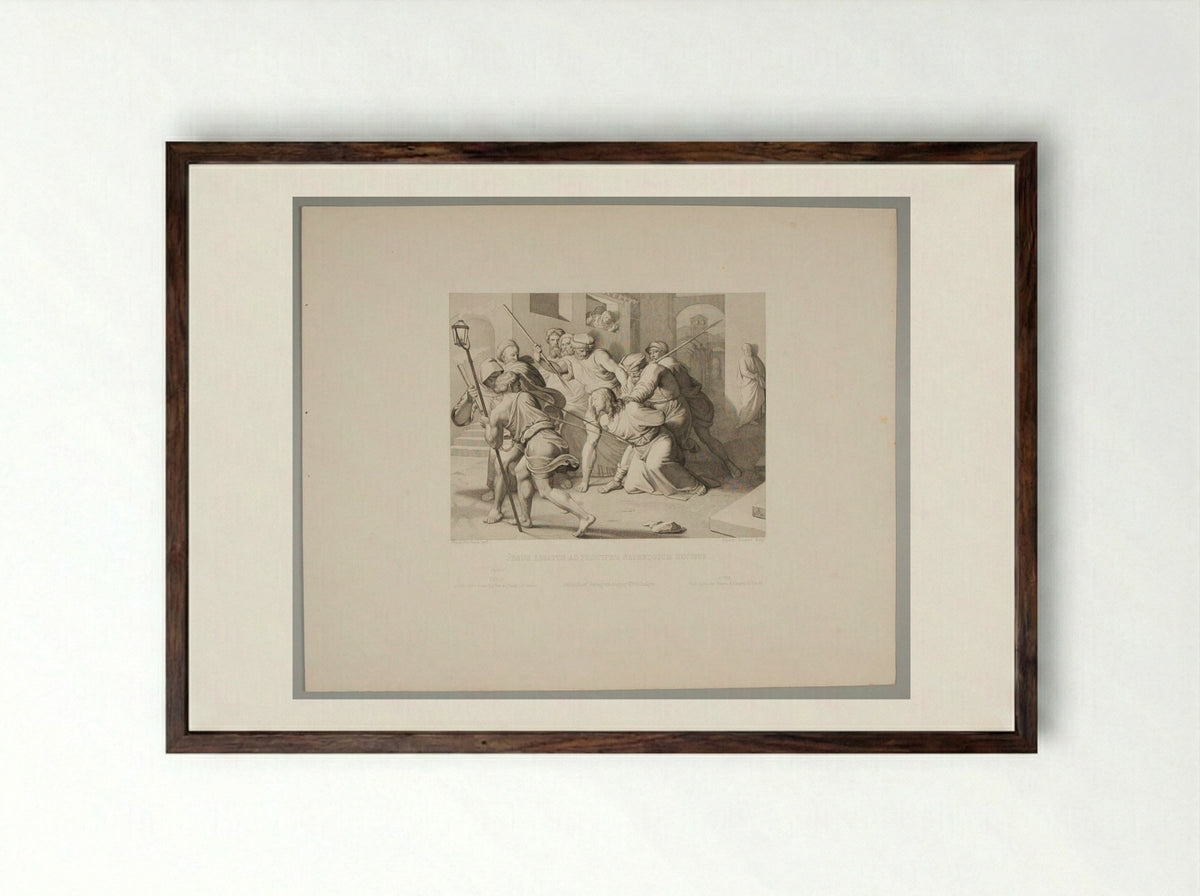 Christ Led before the High Priest - Heinrich Nüsser - Framed Print Dark Wood