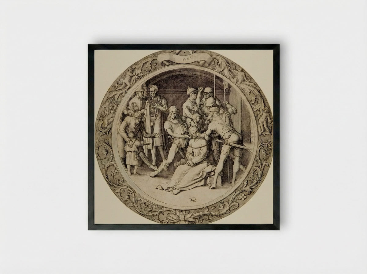 Christ Mocked - Lucas van Leyden - Framed Print Black