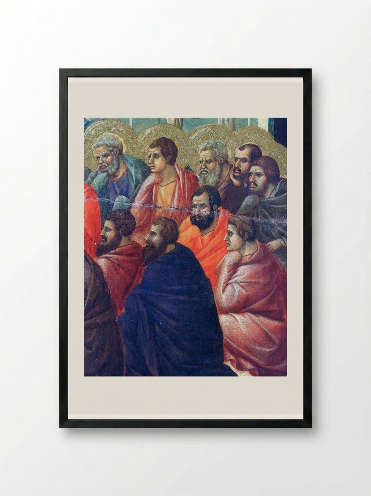 Christ Preaches to the Apostles (Fragment) - Duccio di Buoninsegna - Framed Print Black