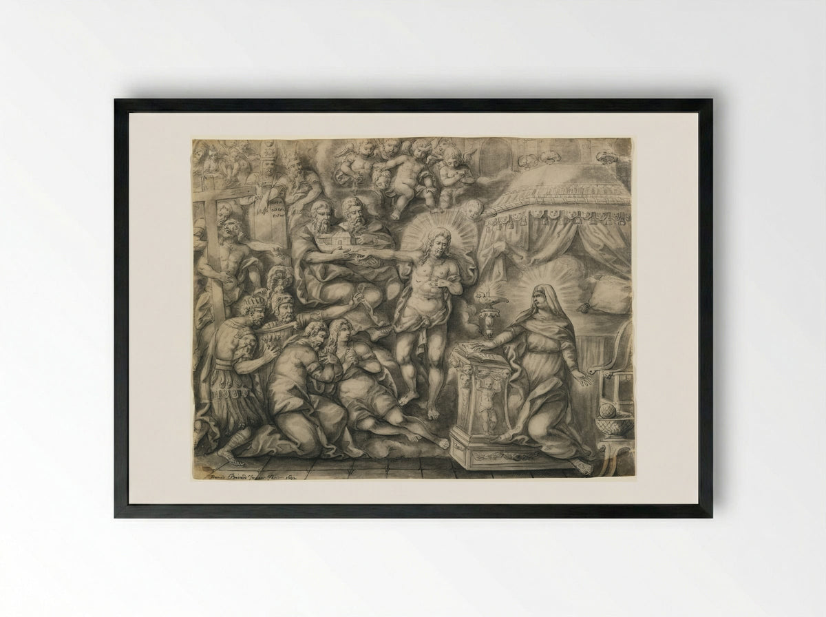 Christ Revealing the Prophets of the Old Testament to the Virgin - François Boitard - Framed Print Black