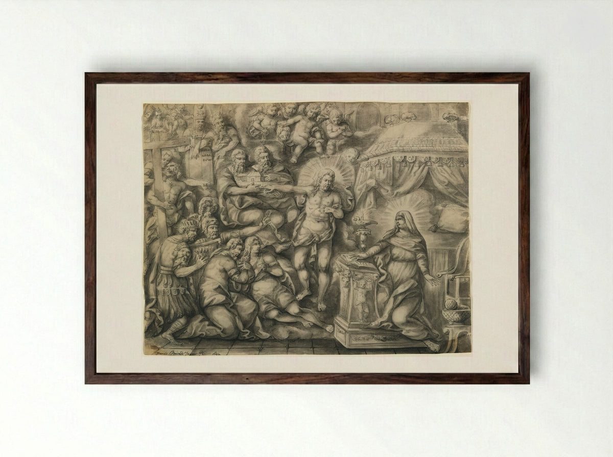 Christ Revealing the Prophets of the Old Testament to the Virgin - François Boitard - Framed Print Dark Wood