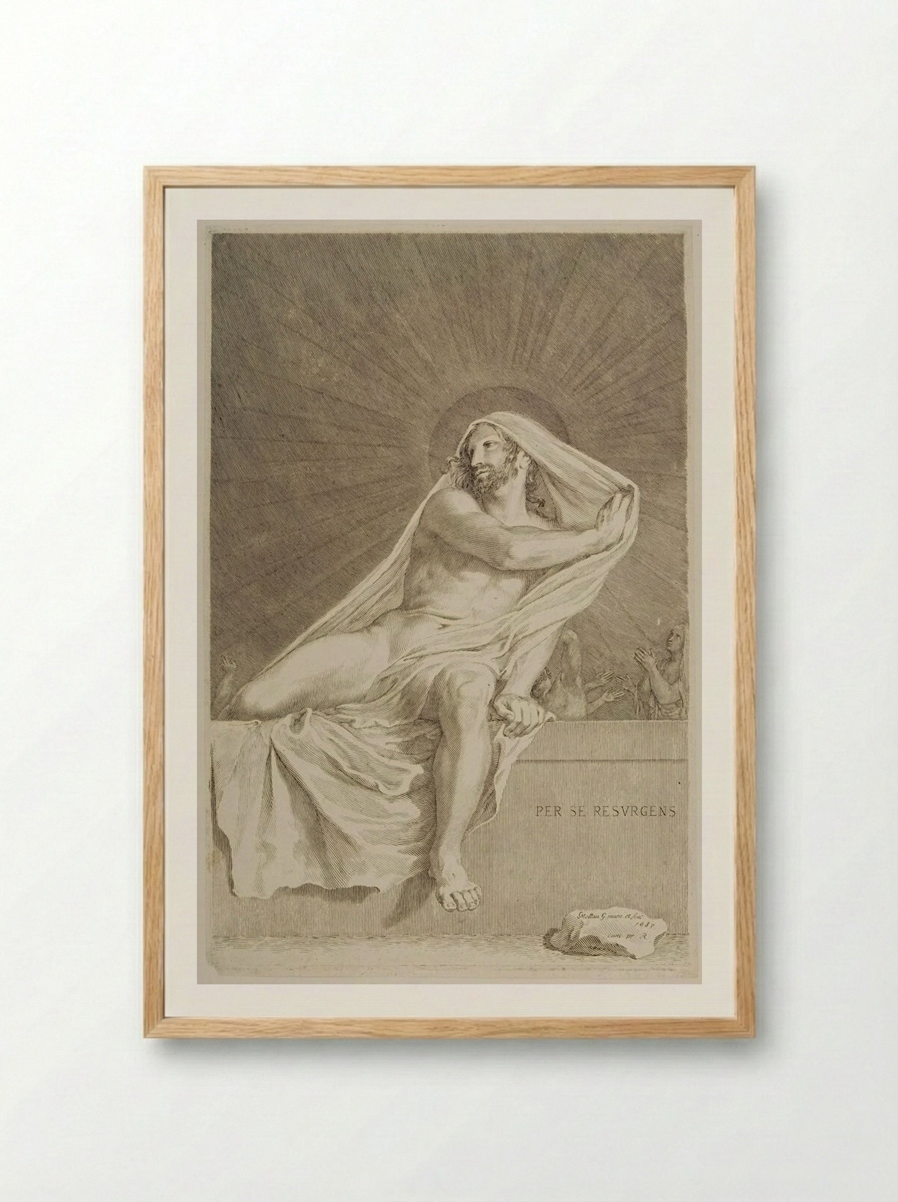 Christ Rising from the Tomb - Claude Mellan - Framed Print Wood