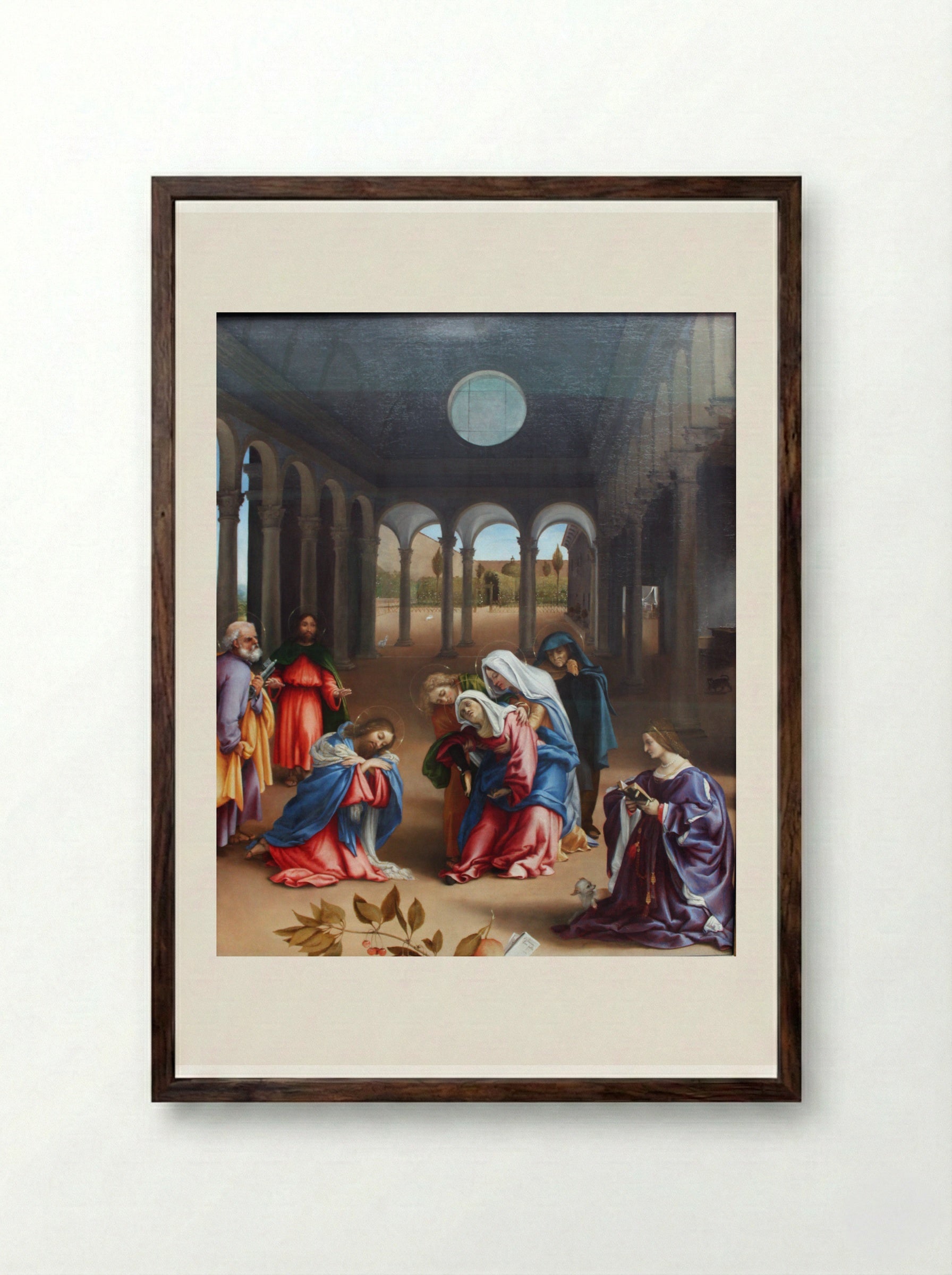 Christ Taking Leave of His Mother - Lorenzo Lotto - Framed Print Dark Wood