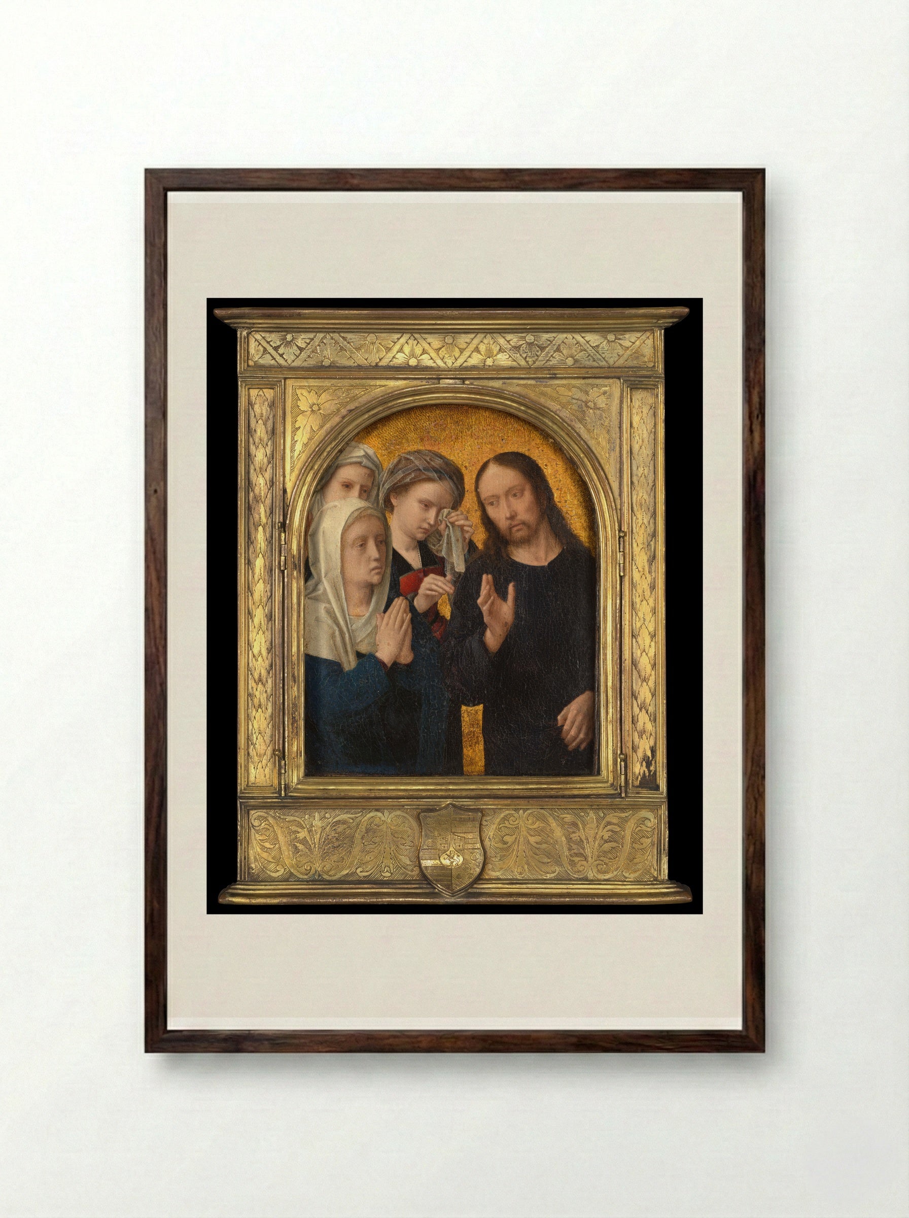 Christ Taking Leave of His Mother - Gerard David - Framed Print Dark Wood