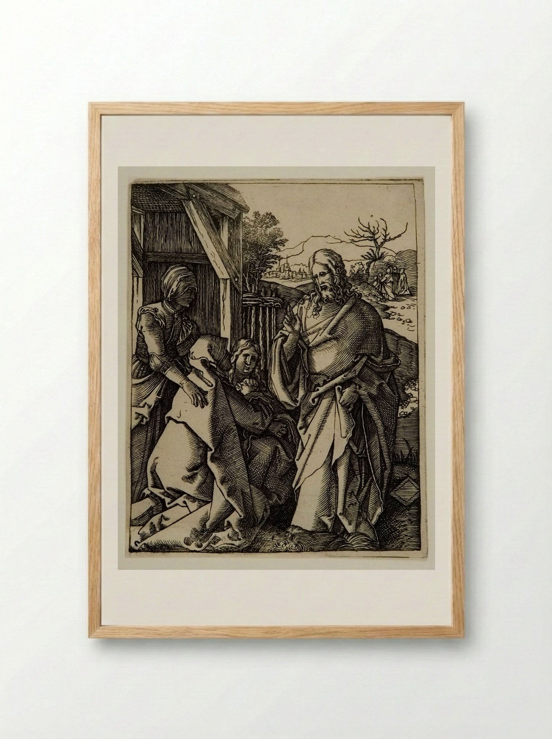 Christ Taking Leave of His Mother - Marcantonio Raimondi - Framed Print Wood