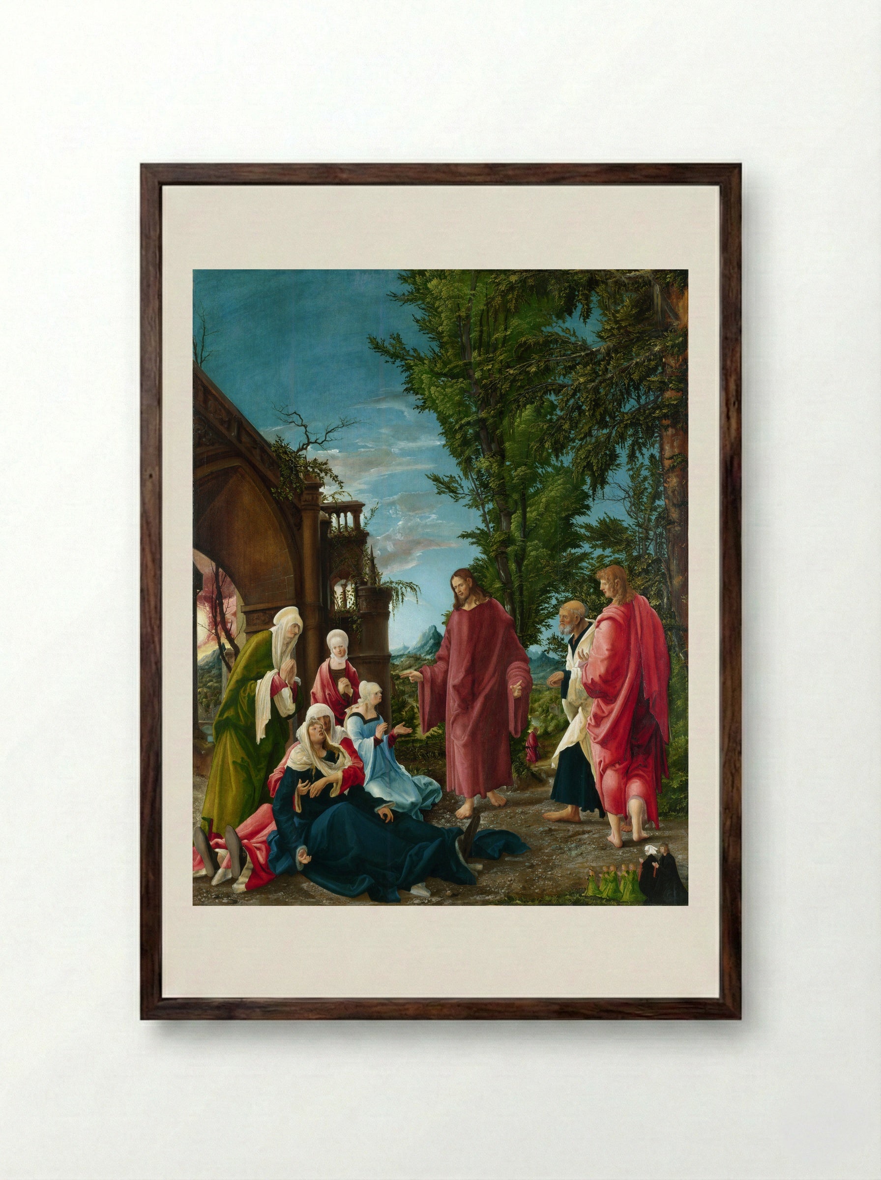 Christ Taking Leave of his Mother - Wolf Traut - Framed Print Dark Wood