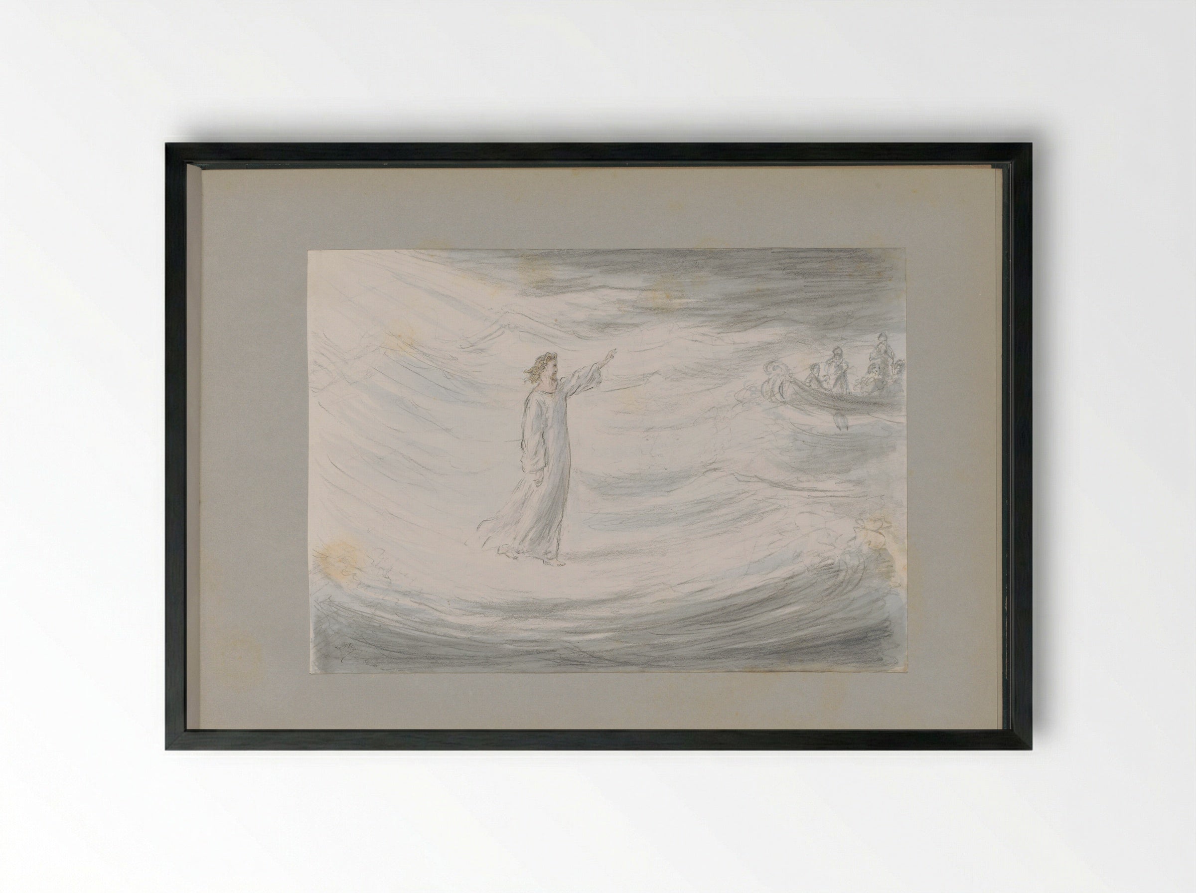 Christ Walking on Water - Alexander Ver Huell - Framed Print Black
