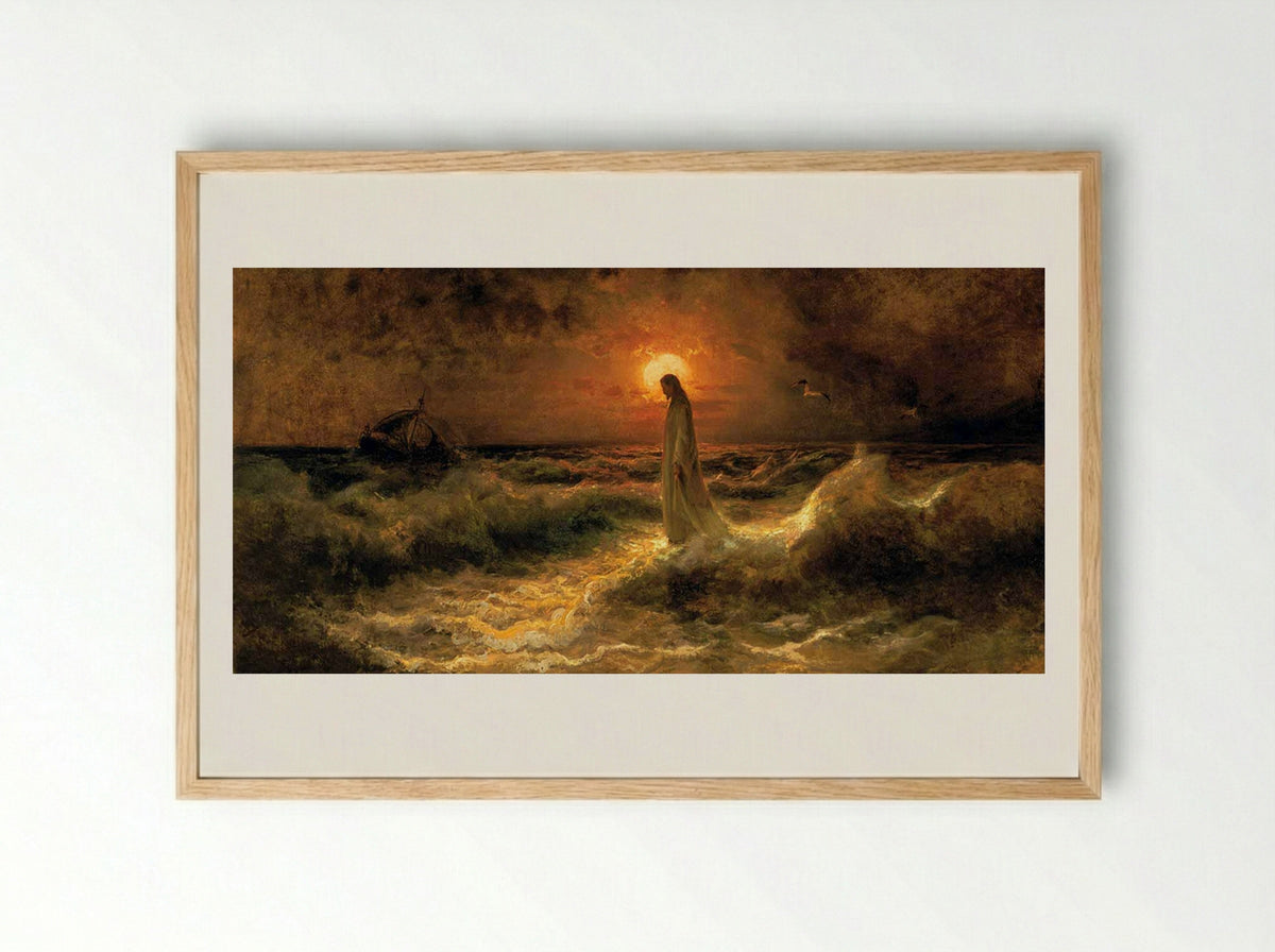 Christ Walking on Water - Julius Sergius von Klever - Framed Print Wood