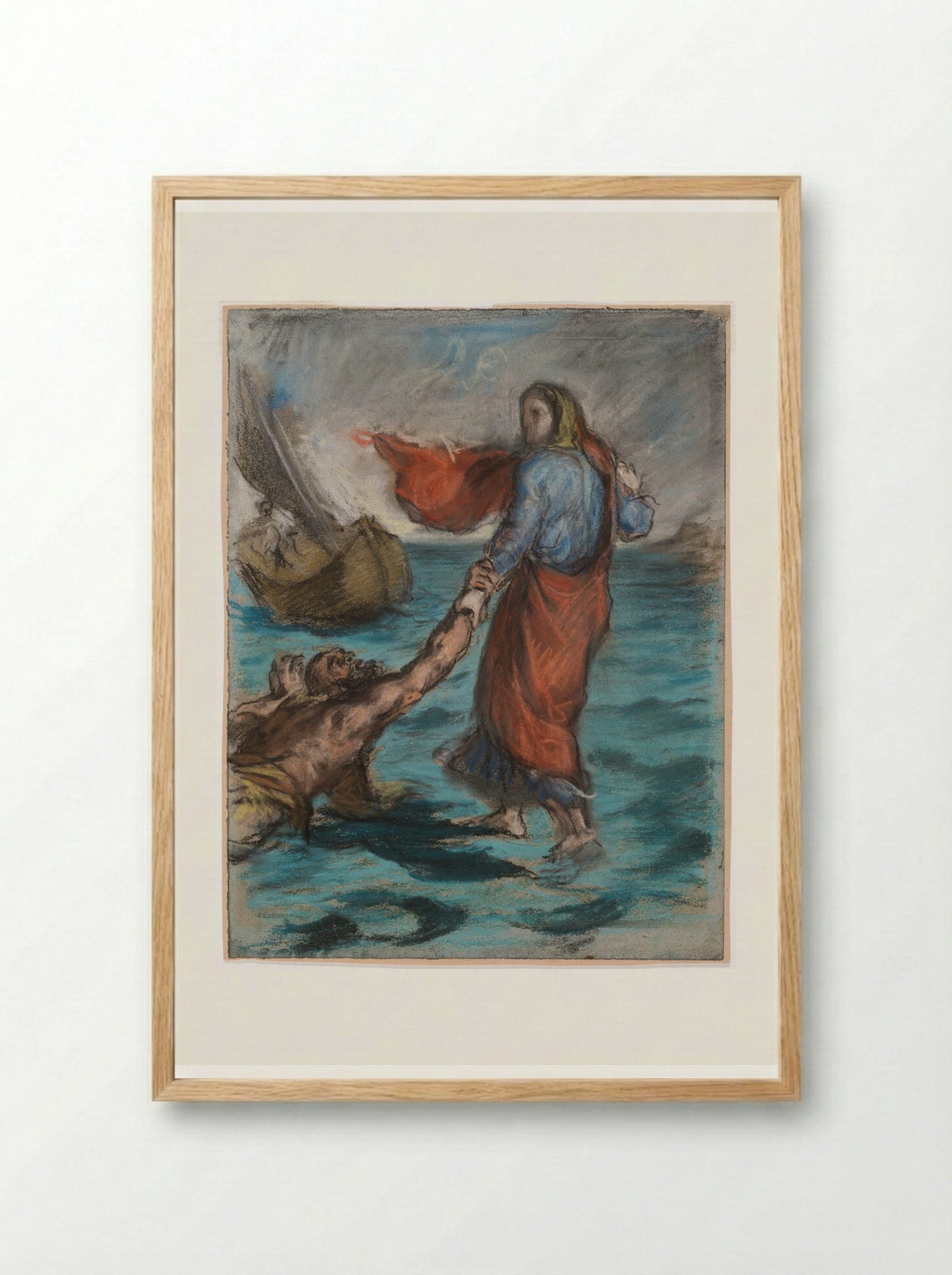 Christ Walking on the Waters - Eugène Delacroix - Framed Print Wood