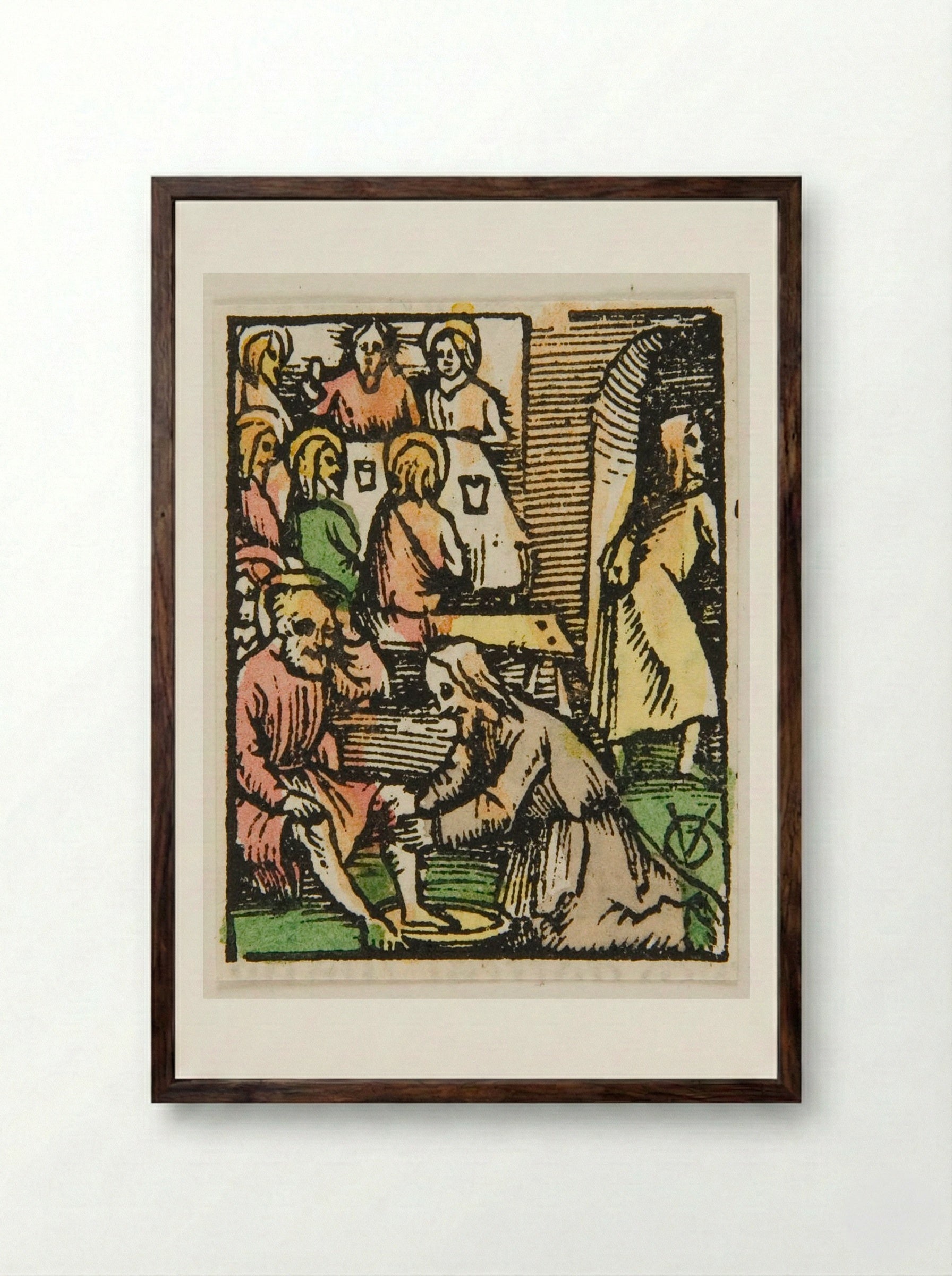 Christ Washing the Feet of His Disciples - Urs Graf - Framed Print Dark Wood