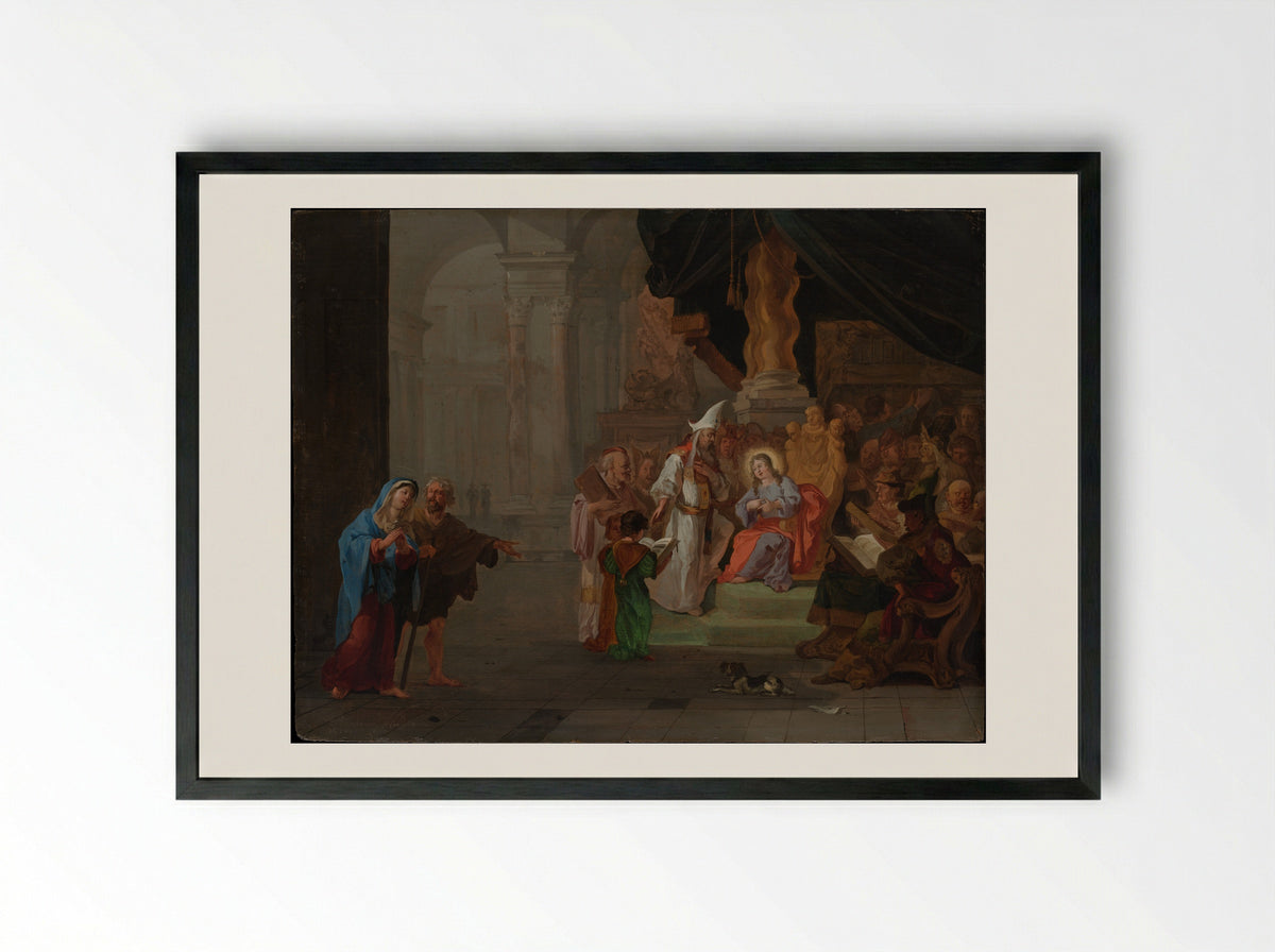Christ among the Doctors - Abraham Hondius - Framed Print Black