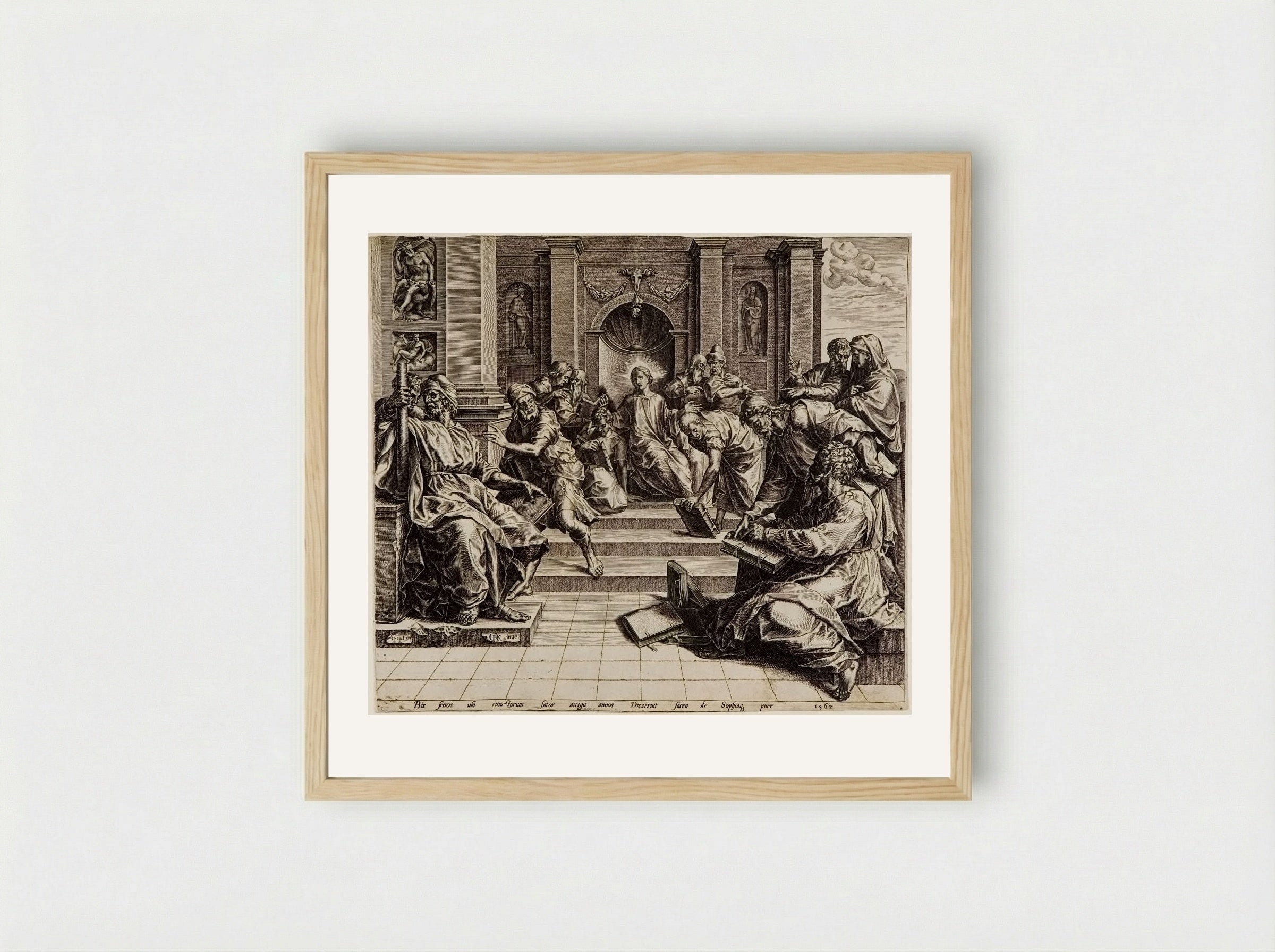 Christ among the Doctors - Cornelis Cort - Framed Print Wood
