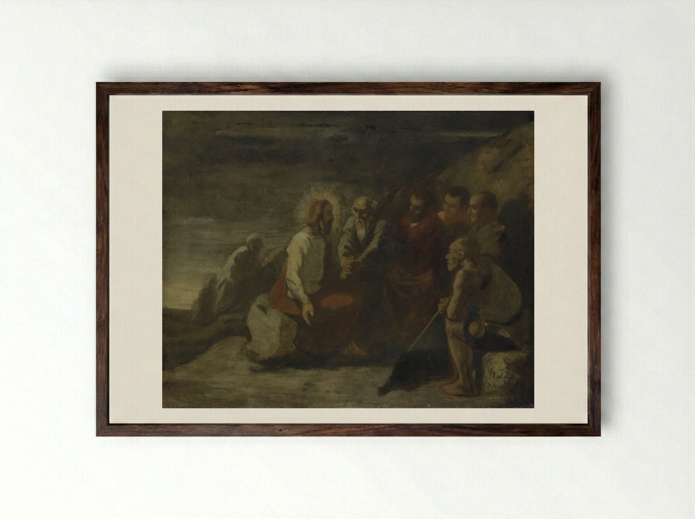 Christ and His Disciples - Honoré Daumier - Framed Print Dark Wood