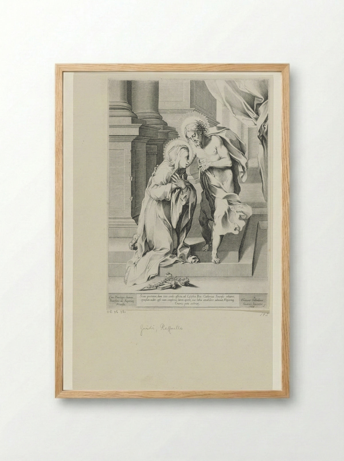 Christ and Saint Catherine of Siena - Raffaello Guidi - Framed Print Wood
