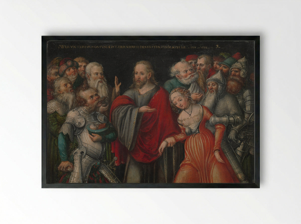 Christ and the Adulteress - Lucas Cranach the Younger - Framed Print Black