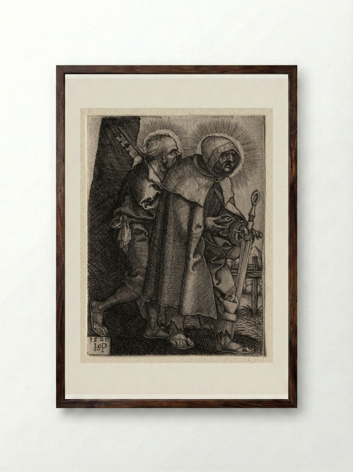 Christ and the Apostles: St. Peter and St. Paul - Hans Sebald Beham - Framed Print Dark Wood