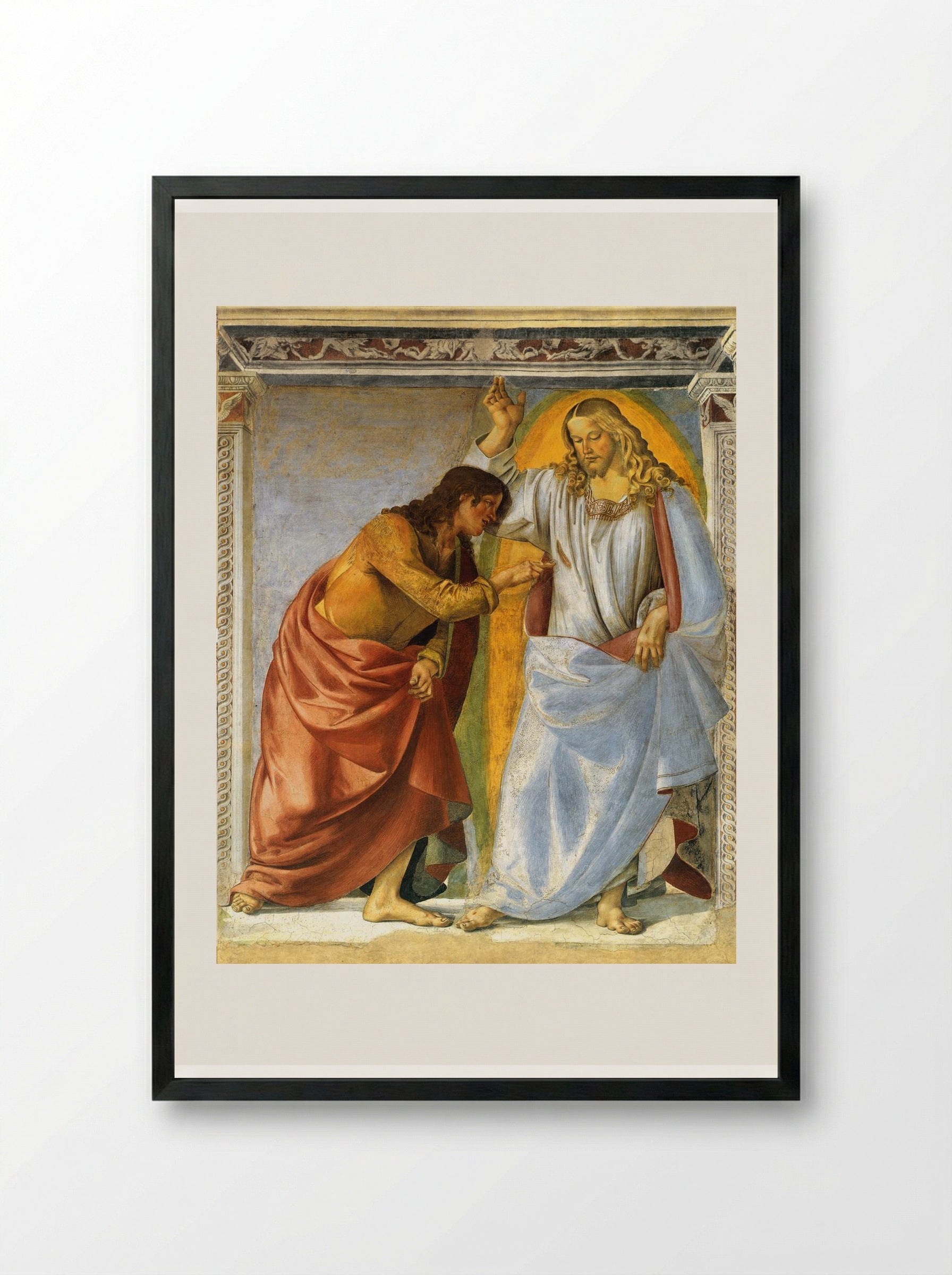 Christ and the Doubting Thomas - Luca Signorelli - Framed Print Black