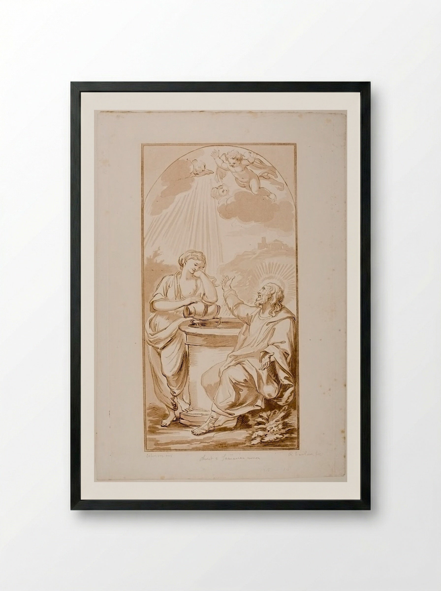 Christ and the Samaritan Woman - Richard Earlom - Framed Print Black