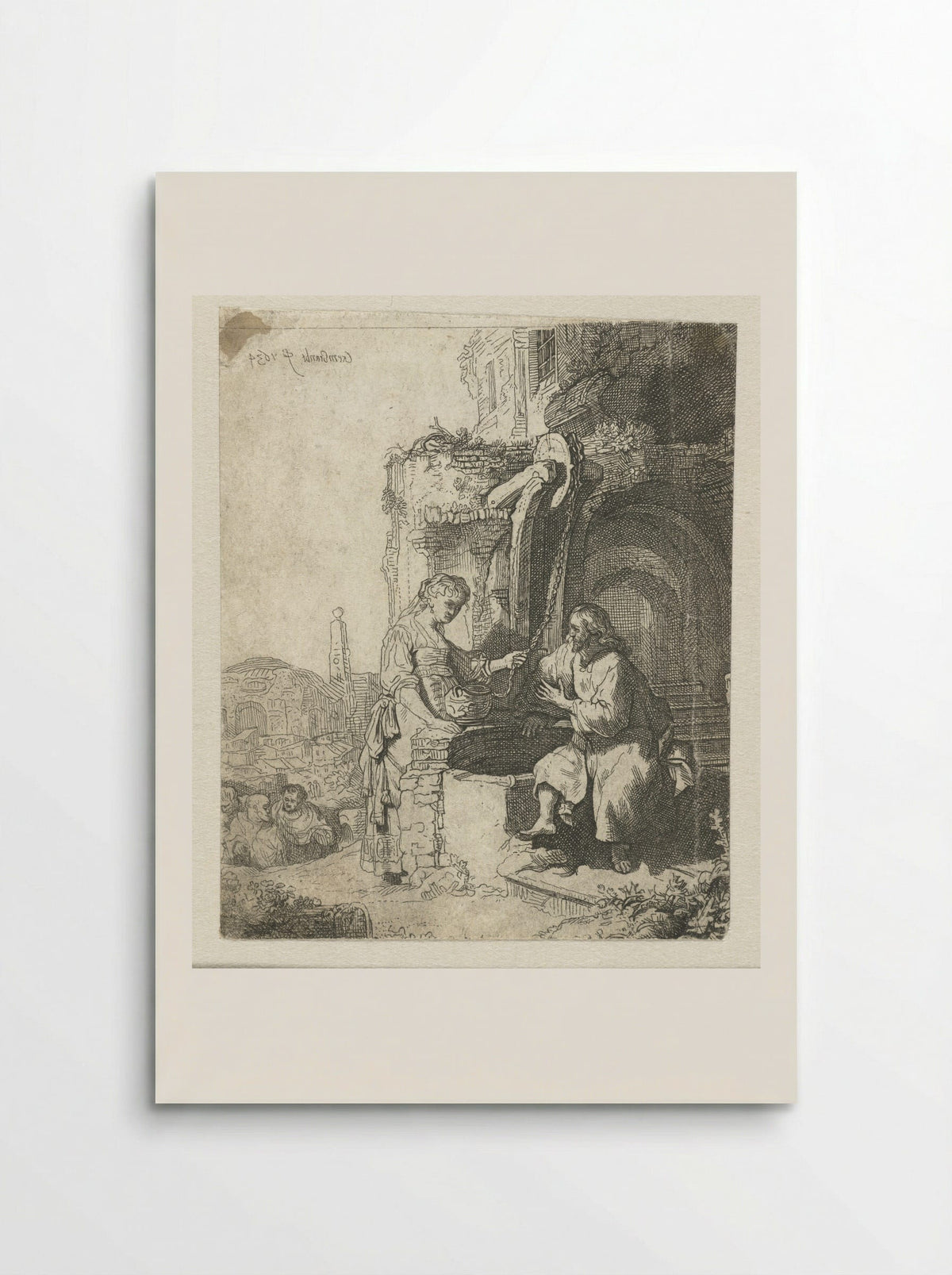 Christ and the Woman of Samaria Among Ruins - Rembrandt van Rijn - Poster
