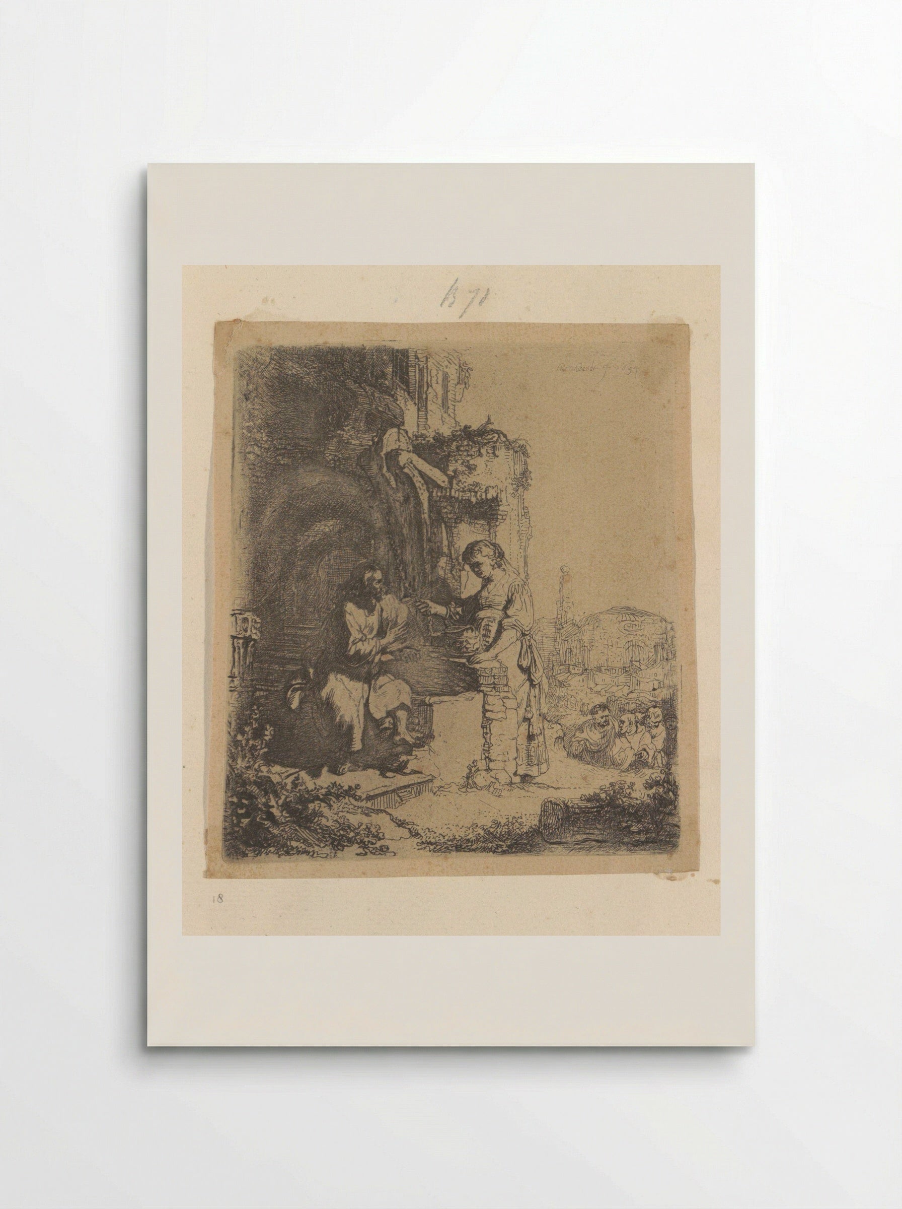 Christ and the Woman of Samaria: Ruins in the Background - Henry Louis Basan - Poster