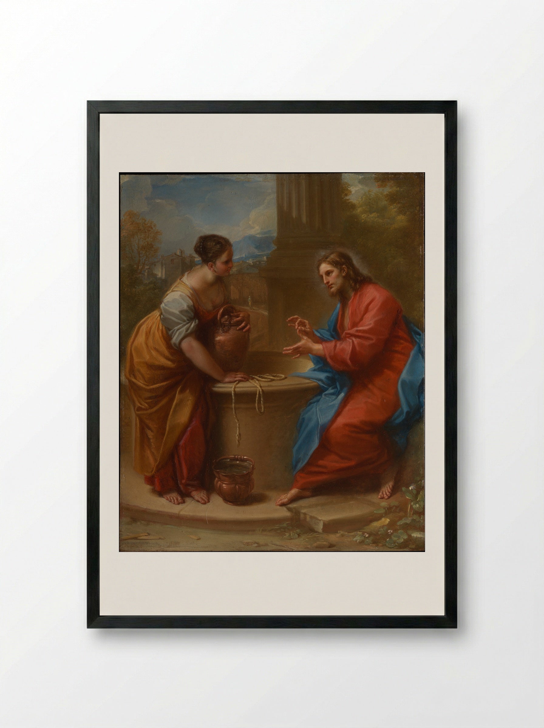 Christ and the Woman of Samaria - Benedetto Luti - Framed Print Black