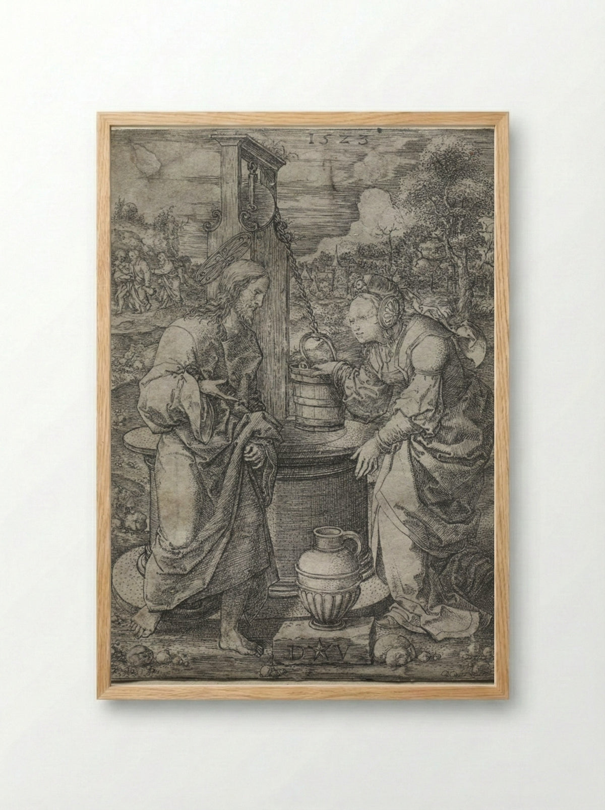 Christ and the Woman of Samaria - Dirk Vellert - Framed Print Wood