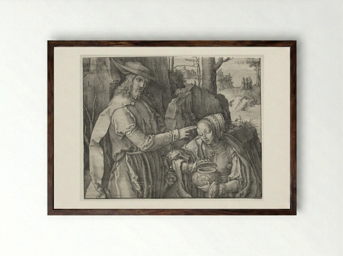 Christ appearing to Magdalen as a Gardener - Lucas van Leyden - Framed Print Dark Wood