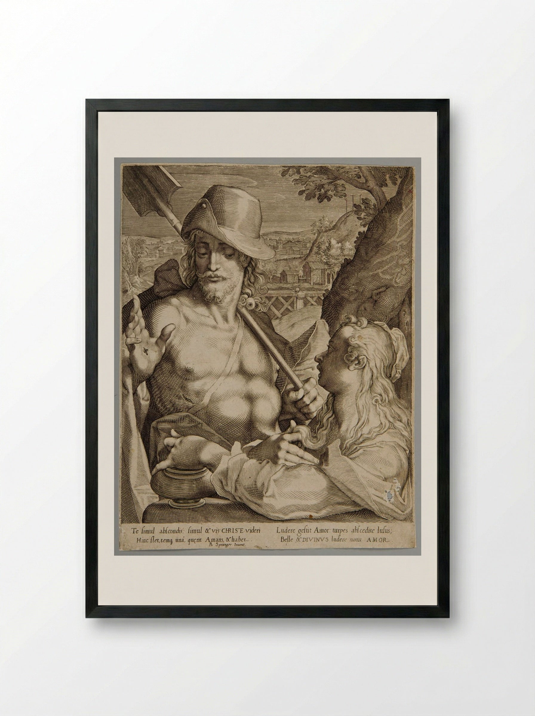 Christ as Gardener with Mary Magdalen - Aegidius Sadeler II - Framed Print Black