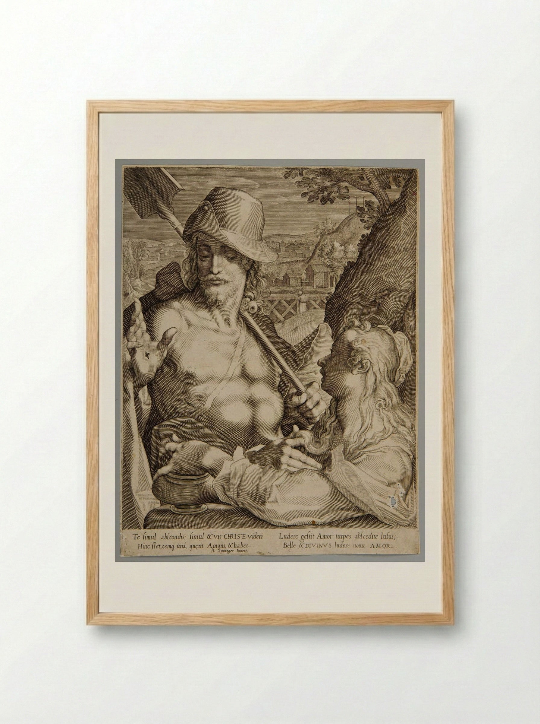 Christ as Gardener with Mary Magdalen - Aegidius Sadeler II - Framed Print Wood