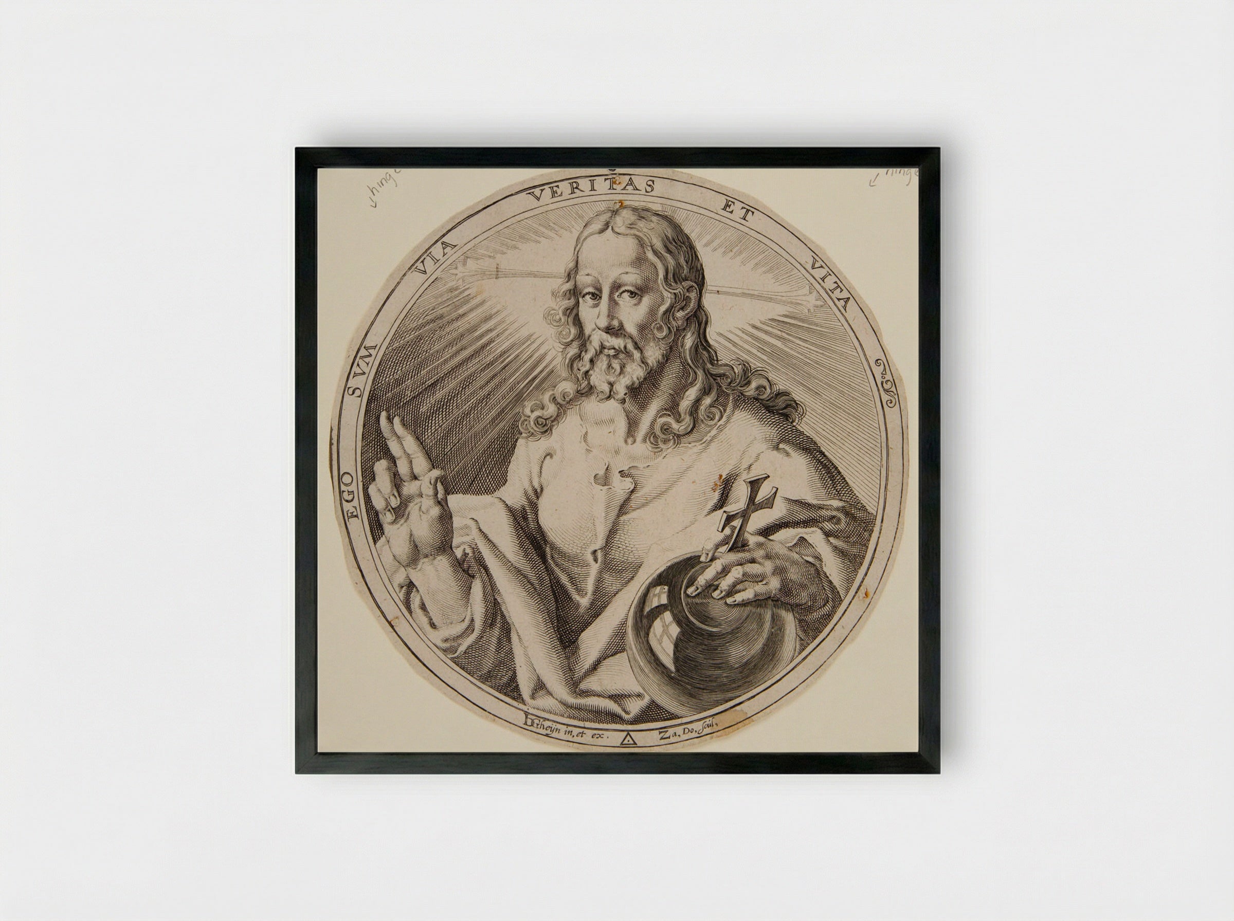 Christ as Salvator Mundi - Zacharias Dolendo - Framed Print Black