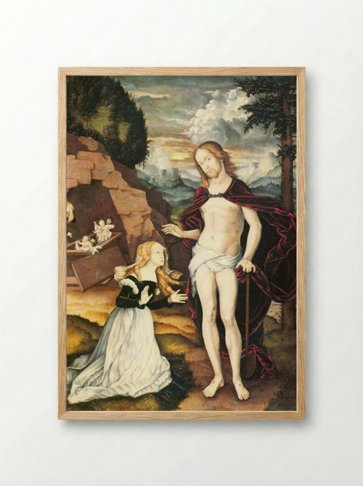 Christ as a Gardener (Noli me tangere) - Hans Baldung Grien - Framed Print Wood