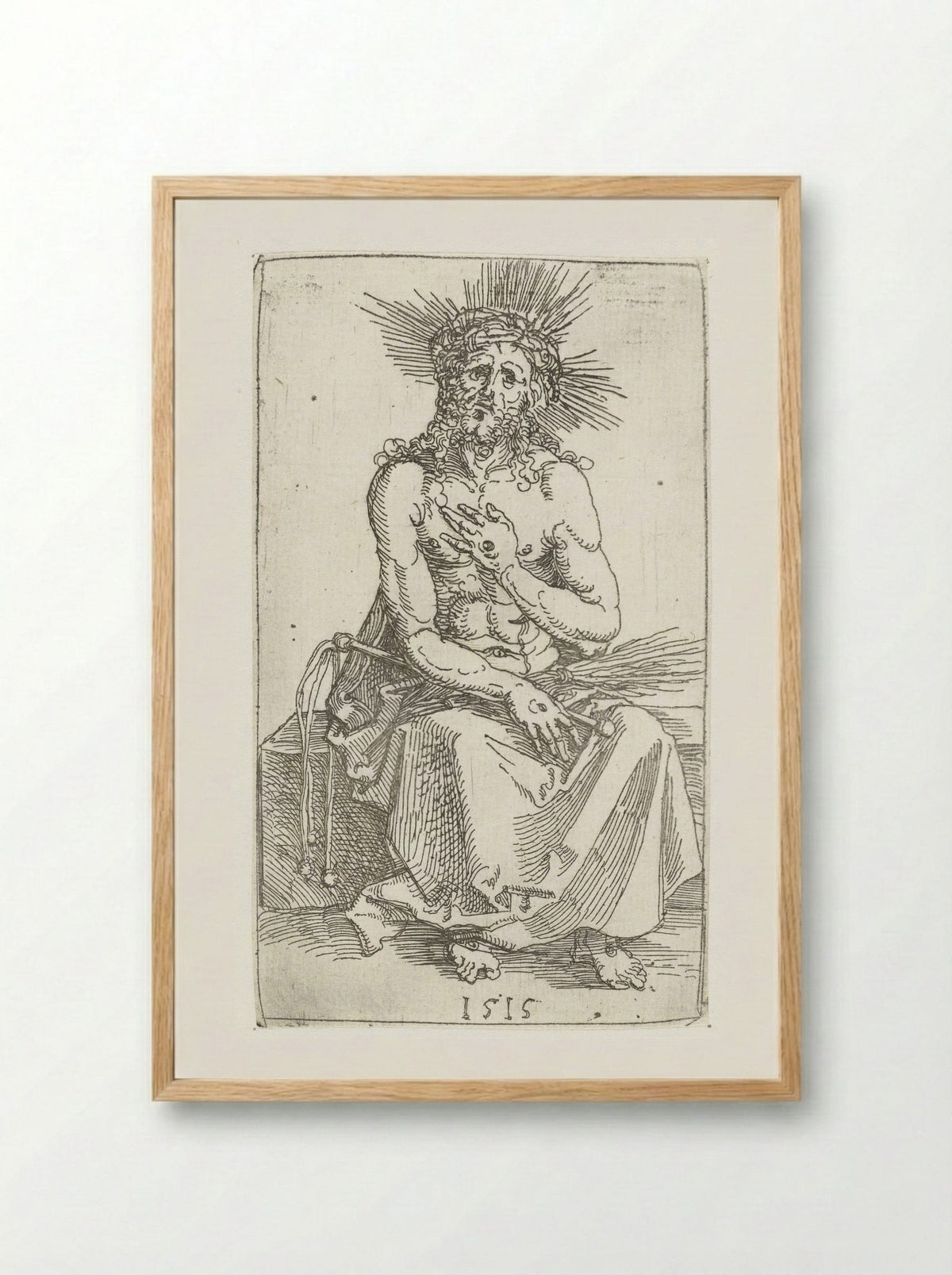 Christ as the Man of Sorrows, Seated - Albrecht Dürer - Framed Print Wood