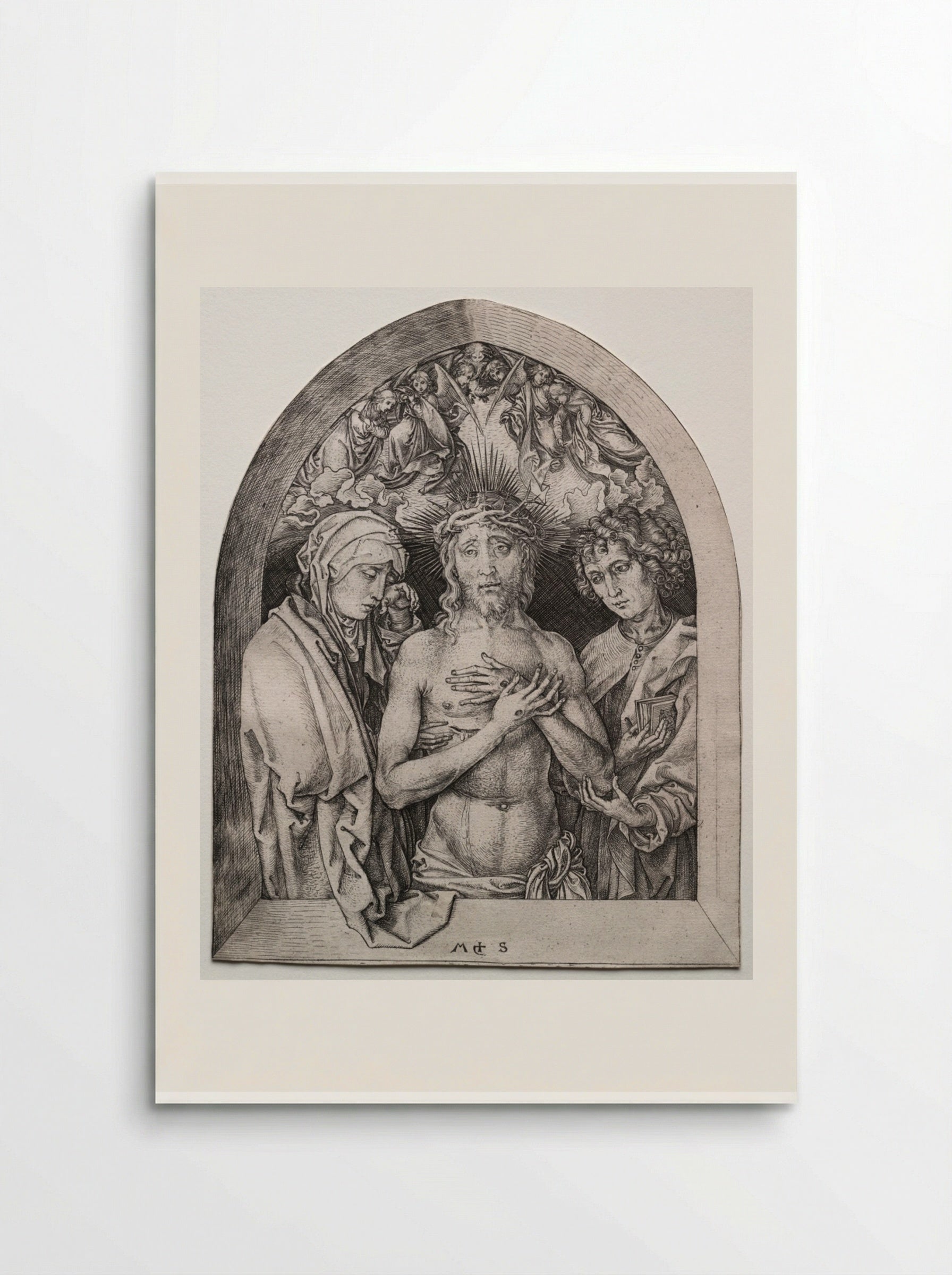 Christ as the Man of Sorrows between the Virgin and St. John - Martin Schongauer - Poster