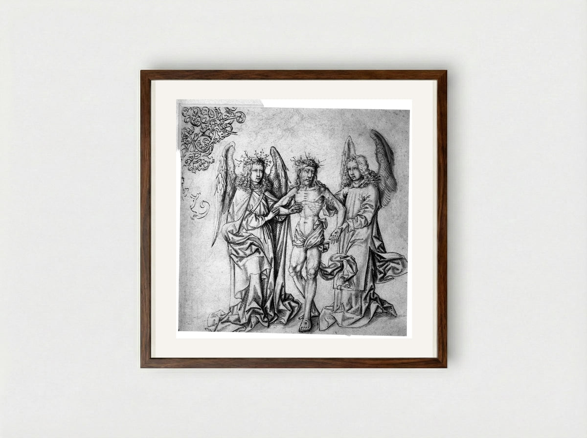 Christ as the Man of Sorrows - Martin Schongauer - Framed Print Dark Wood