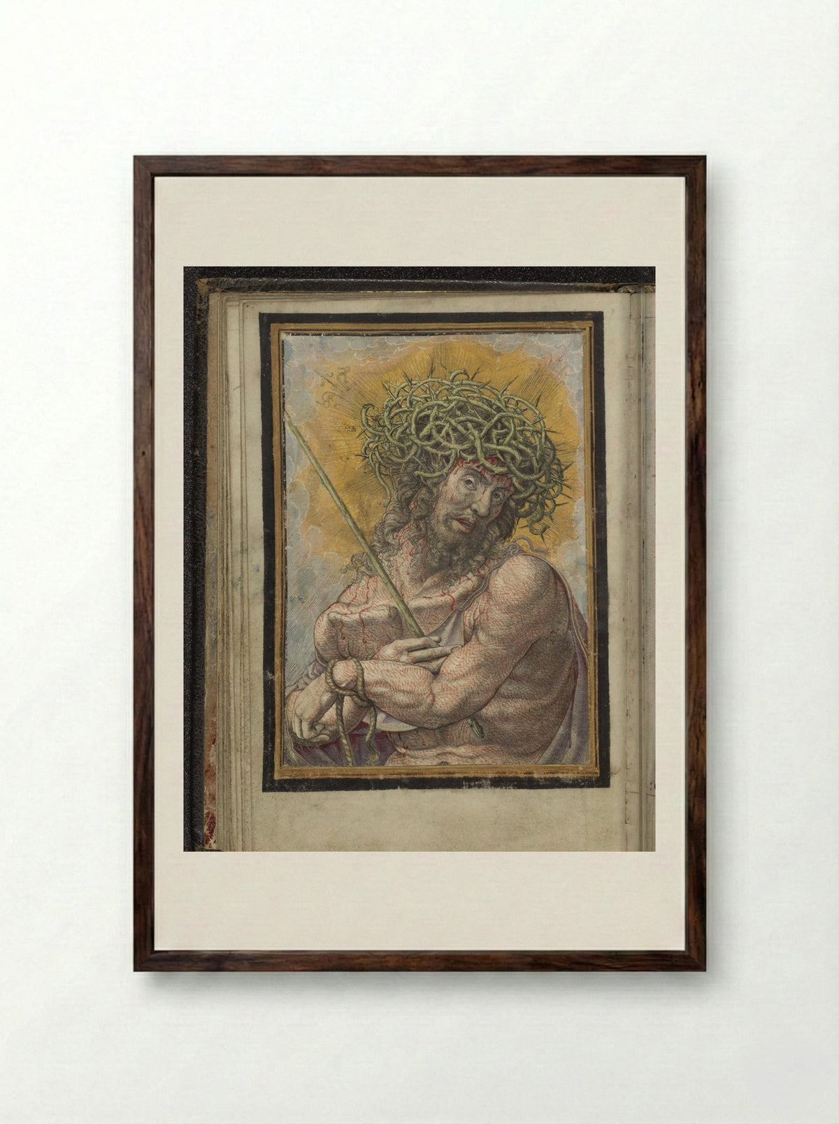 Christ as the Man of Sorrows - Frans Crabbe van Espleghem - Framed Print Dark Wood