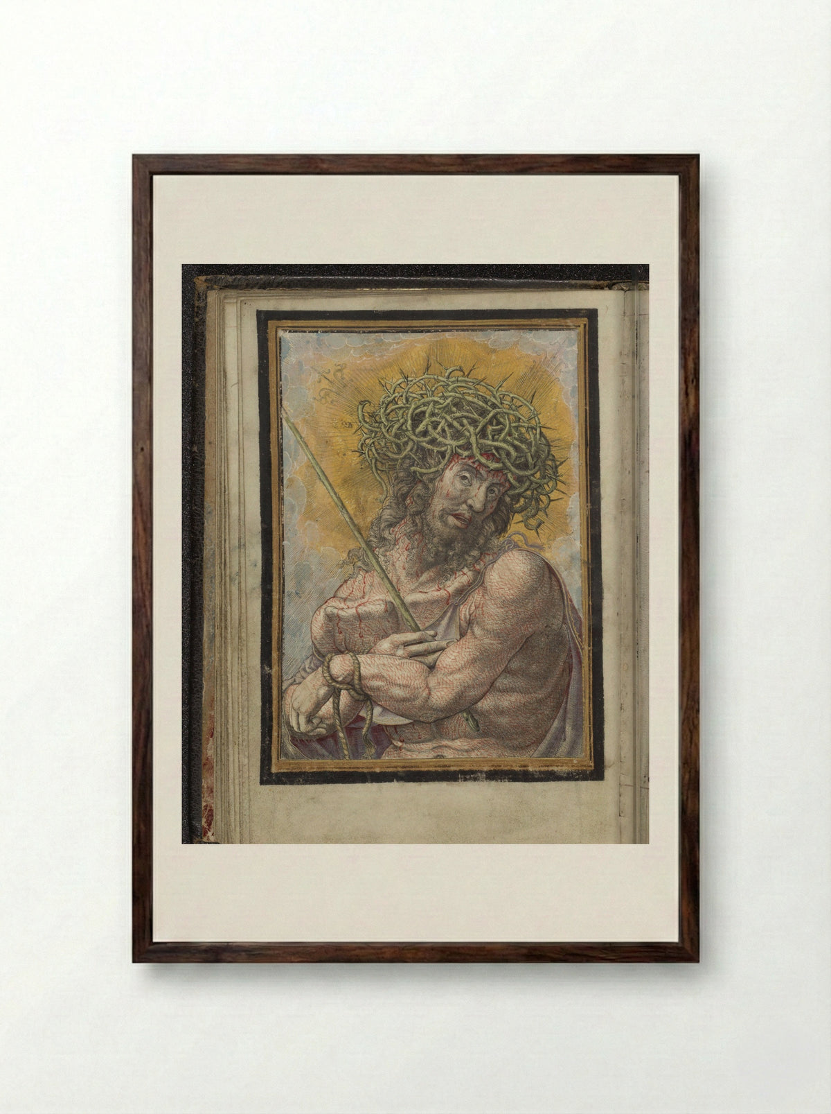 Christ as the Man of Sorrows - Frans Crabbe van Espleghem - Framed Print Dark Wood