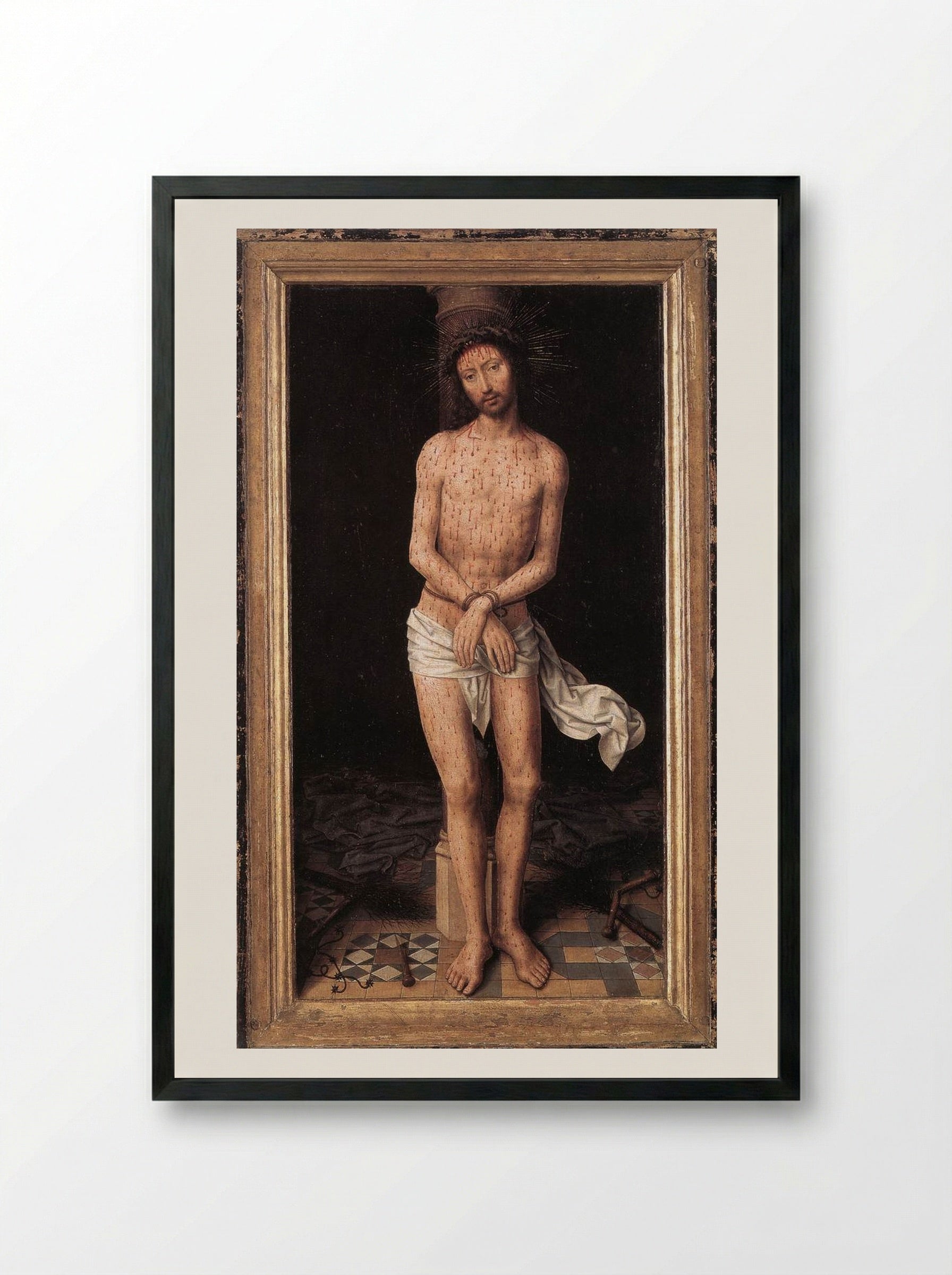 Christ at the Column - Hans Memling - Framed Print Black
