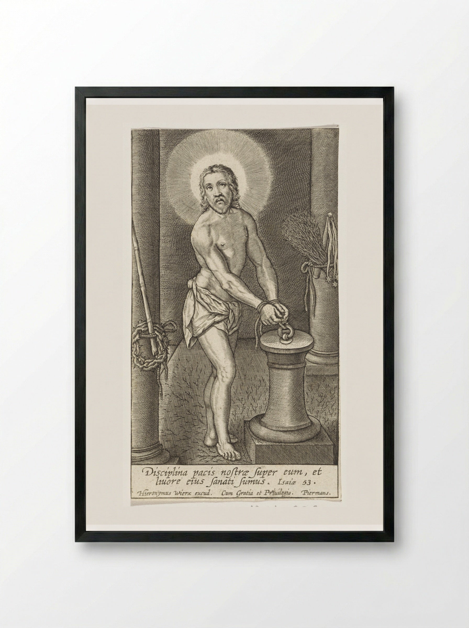 Christ at the Column - Hieronymus Wierix - Framed Print Black
