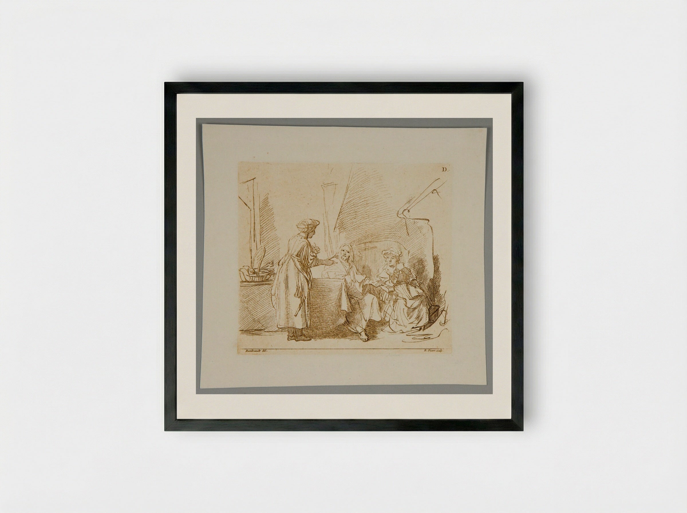 Christ at the House of Mary and Martha - Bernard Picart - Framed Print Black