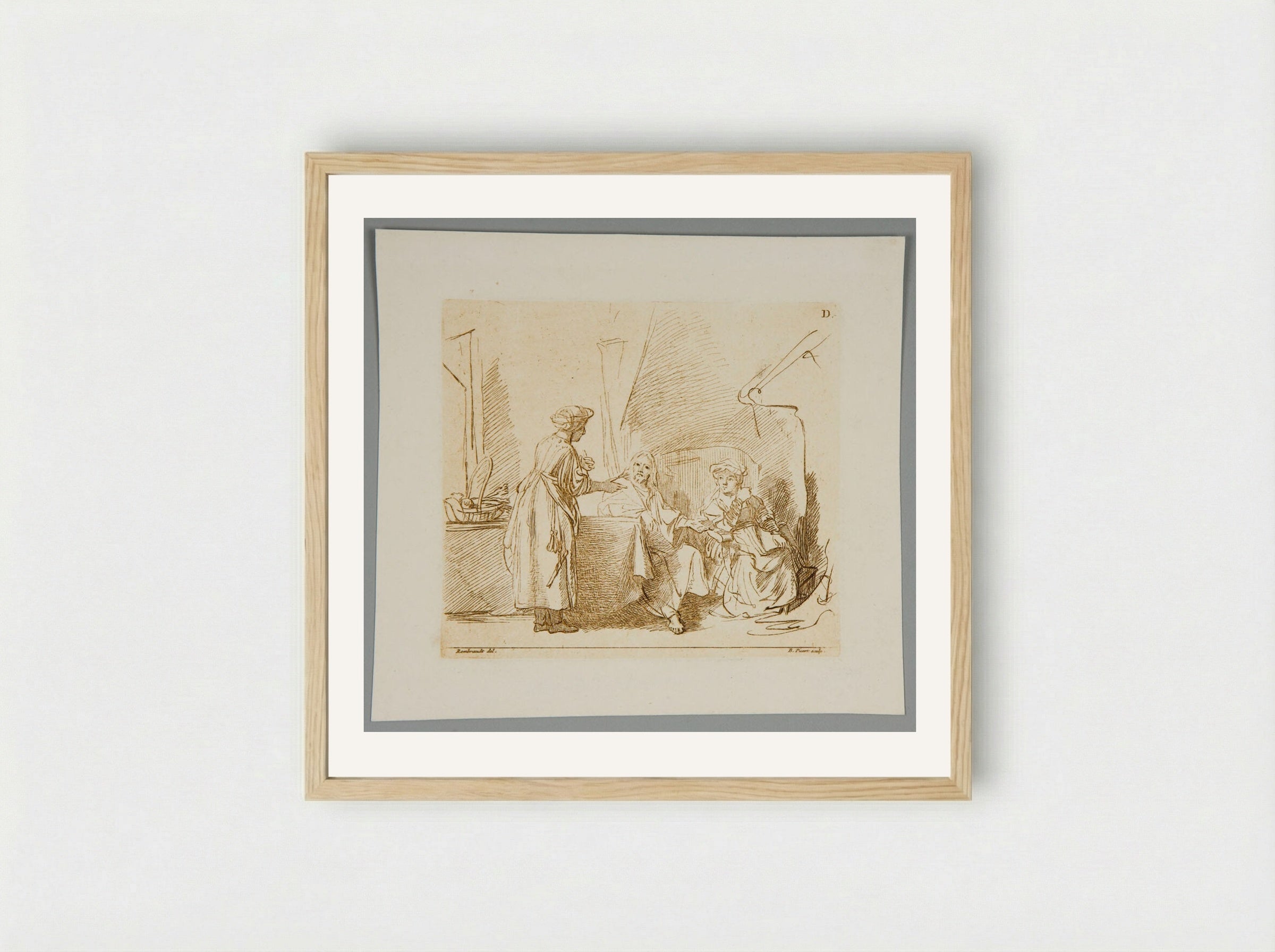 Christ at the House of Mary and Martha - Bernard Picart - Framed Print Wood