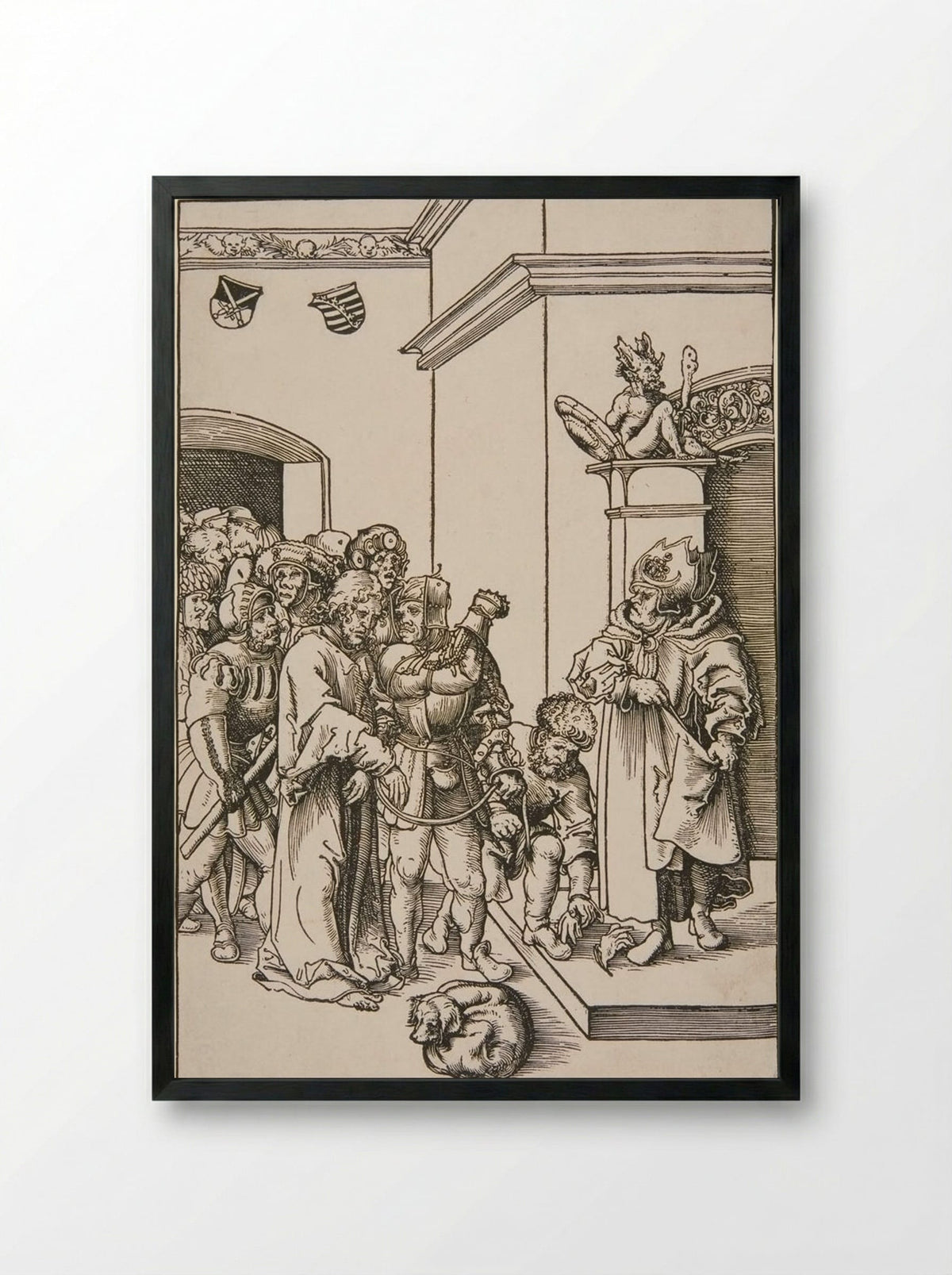 Christ before Annas - Lucas Cranach the Elder - Framed Print Black