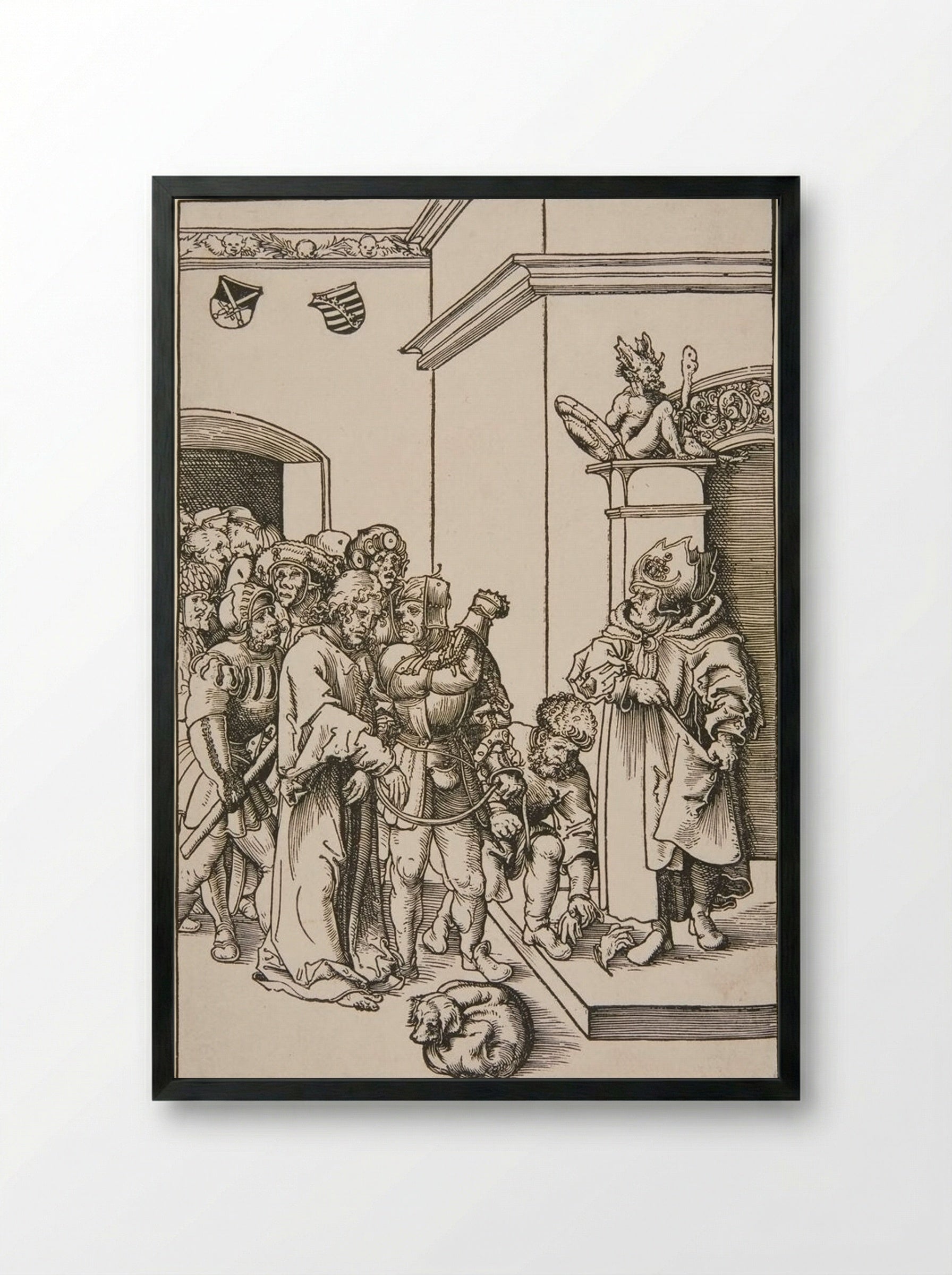 Christ before Annas - Lucas Cranach the Elder - Framed Print Black